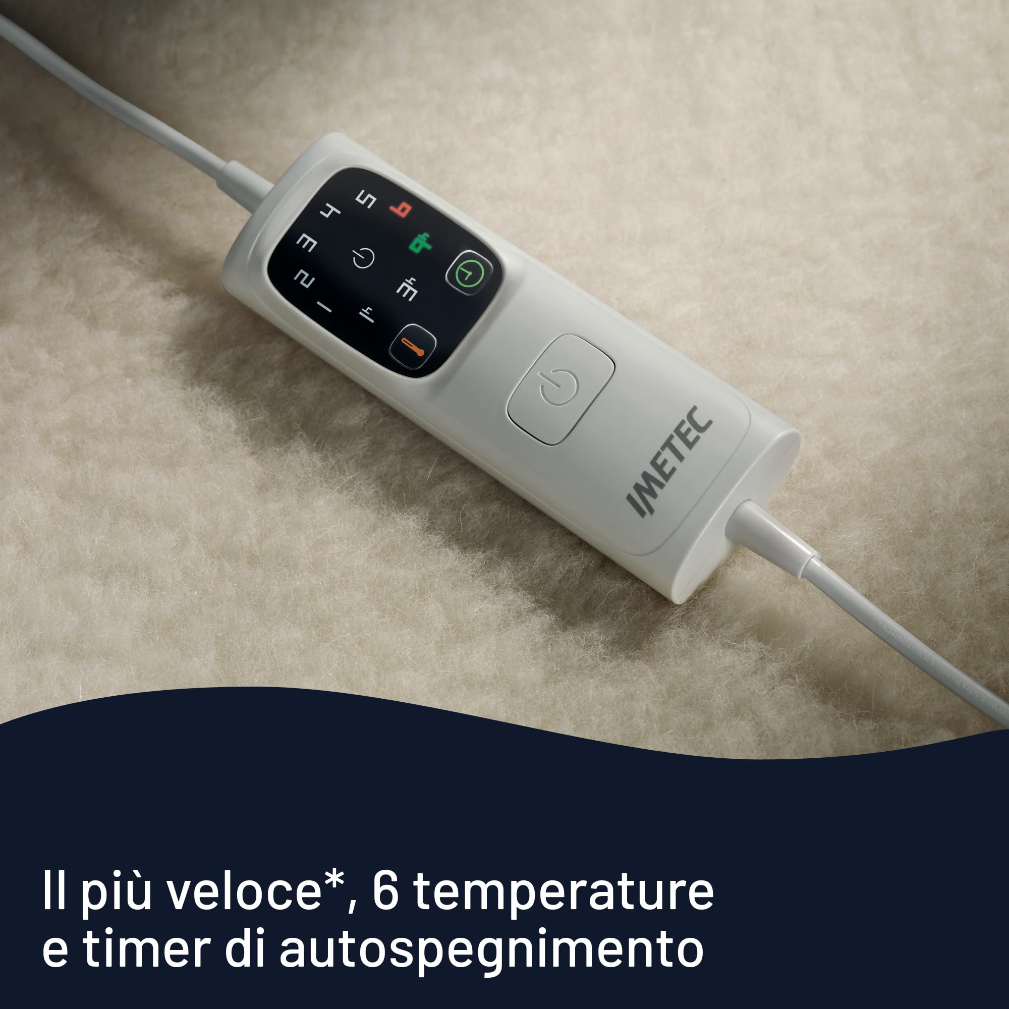 Imetec Adapto Scaldasonno Matrimoniale 150x160 - Scaldaletto Elettrico 100% Lana Merino, Basso Consumo, 2 zone di riscaldamento separate, Timer Autospegnimento, Massima Sicurezza, Made in Italy