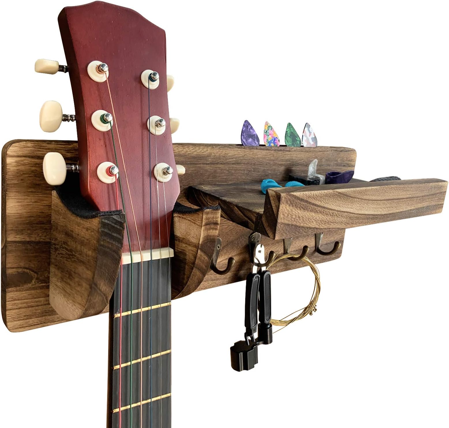 Donner Support Mural pour Guitare en bois, Accroche Guitare multifonctionnel avec support de