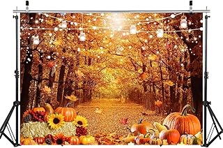WOLADA 8x6FT Fall Photo Backdrop Thanksgiving Backdrops for Photography Autumn Backdrop Fall Forest Backdrop Thanksgiving Home Decoration Backdrop Fall Themed Photo Booth Backdrop 12591