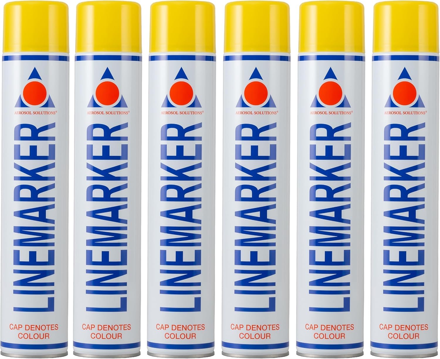 Aerosol Solutions Line Marker, Grass and Road Spray Paint, Yellow, 750 ml (Pack of 6)