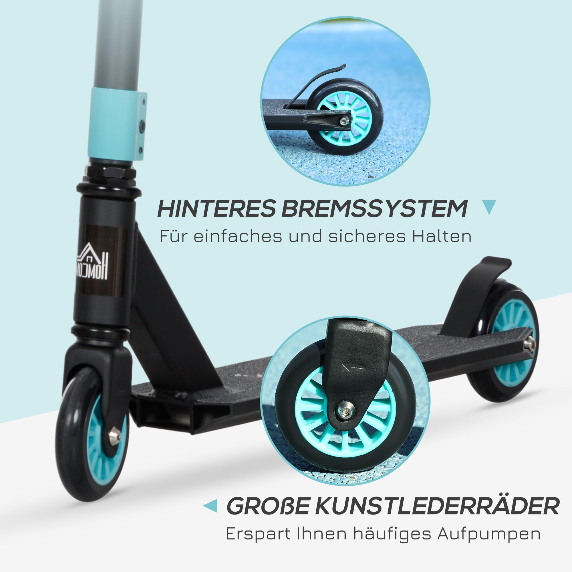 HOMCOM Patinete de acrobacias con rodamientos ABEC 9, con ruedas de piel sintética de 100 mm, para niños a partir de 14 años