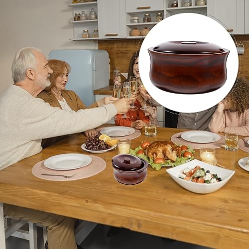 Miniatura 9 de Didiseaon Tazón de madera para frutas con tapa, cuenco de postre marrón oscuro, cuenco de almacenamiento de alimentos para ensalada y aperitivos, 1