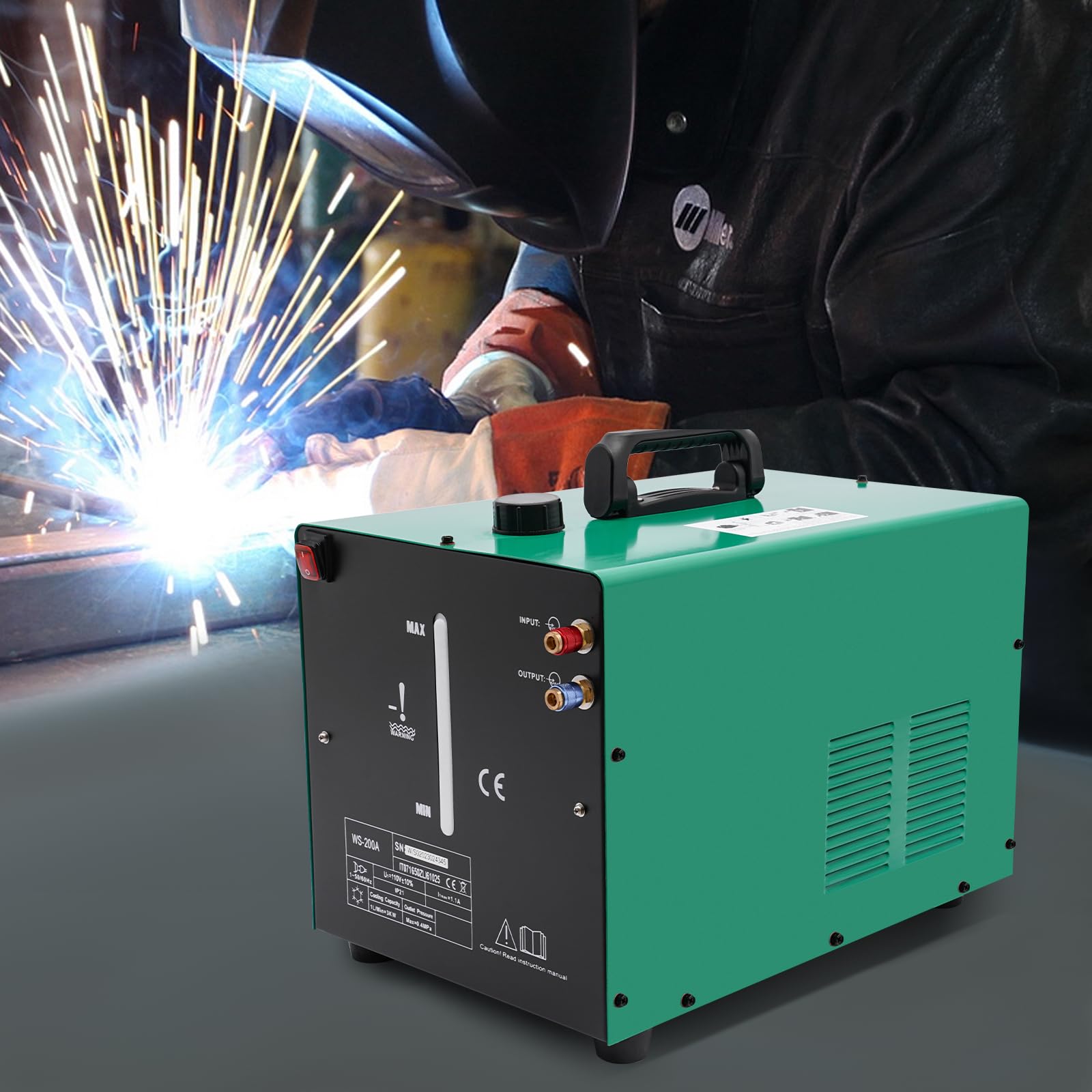 Welding Water Cooler,18L TIG Miller Welder Torch Water Cooling System w/ 4 Snap Joints,370W Welding Machine Water Cooler Machine for AC/DC Argon Arc