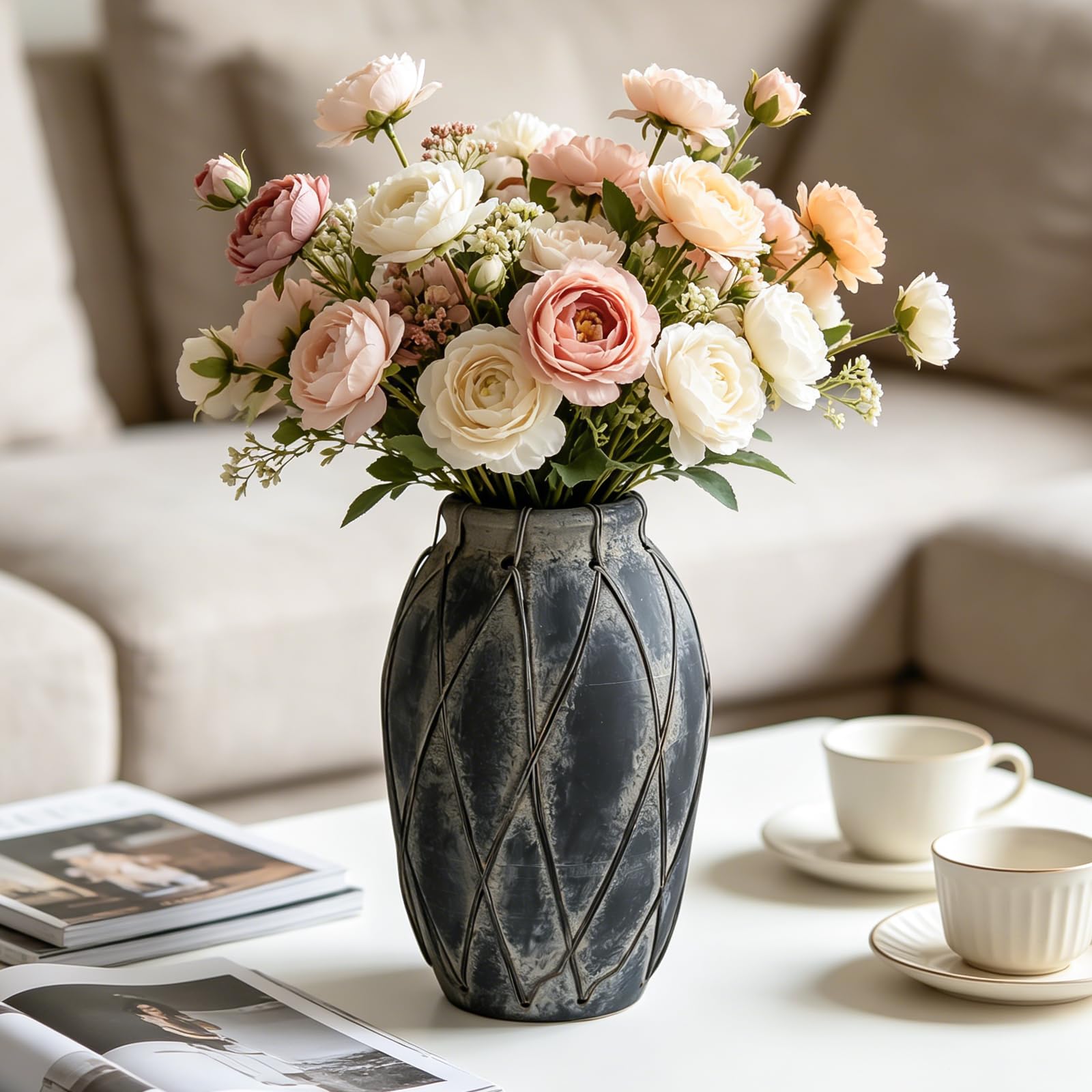 Grand vase en céramique rustique pour une ambiance ferme et salon cosy