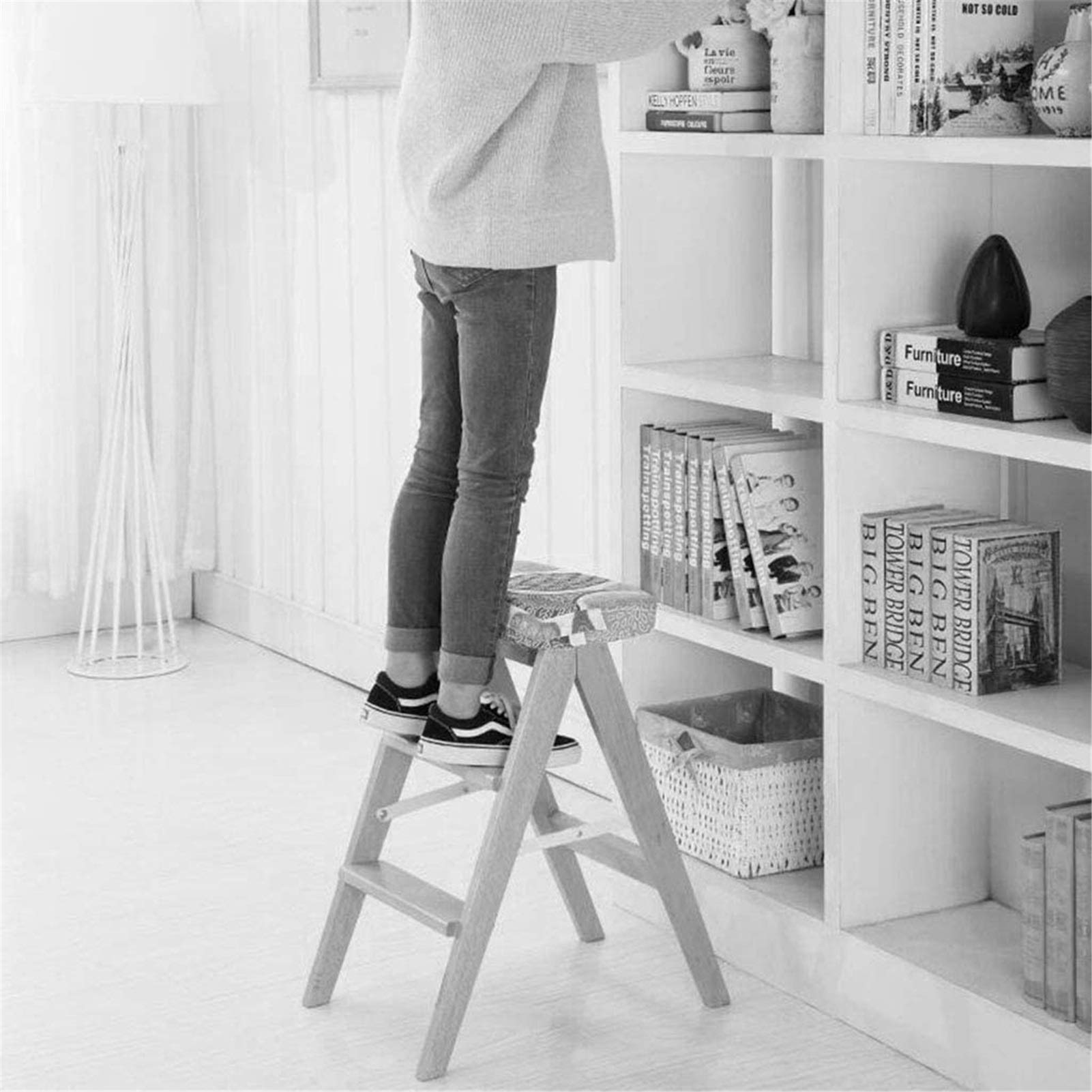 FALIYORS Portable Step Stool Simple Family Stool - Folding - Foldable Kitchen Chairs is Sturdy Enough to Support Adults and Safe Enough for Kids Great for Kitchen, Bathroom, Bedroom, Kids O