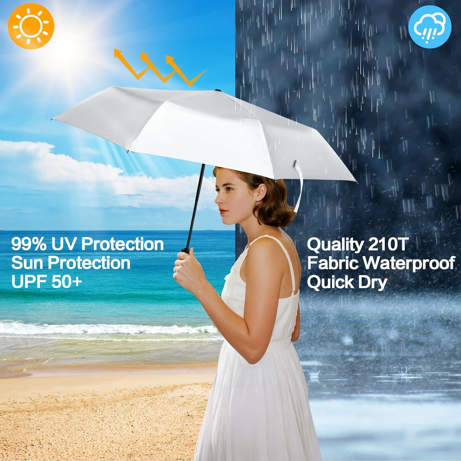 42/46/50inch Compact Umbrella Travel Size Umbrellas for Rain Waterproof And Wind Resistant Auto Open Close UPF 50+ UV Umbrella Sun Umbrellas UV Protection - Image 2