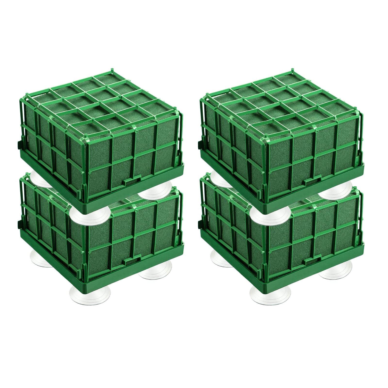 Colcolo 4 Pack Square Floral Foam Cage Flower Holder, Floral Foam for Fresh Flowers Cage Bowl for Table Centerpiece Floral Arrangement (4.3 x 4..5 Inch)