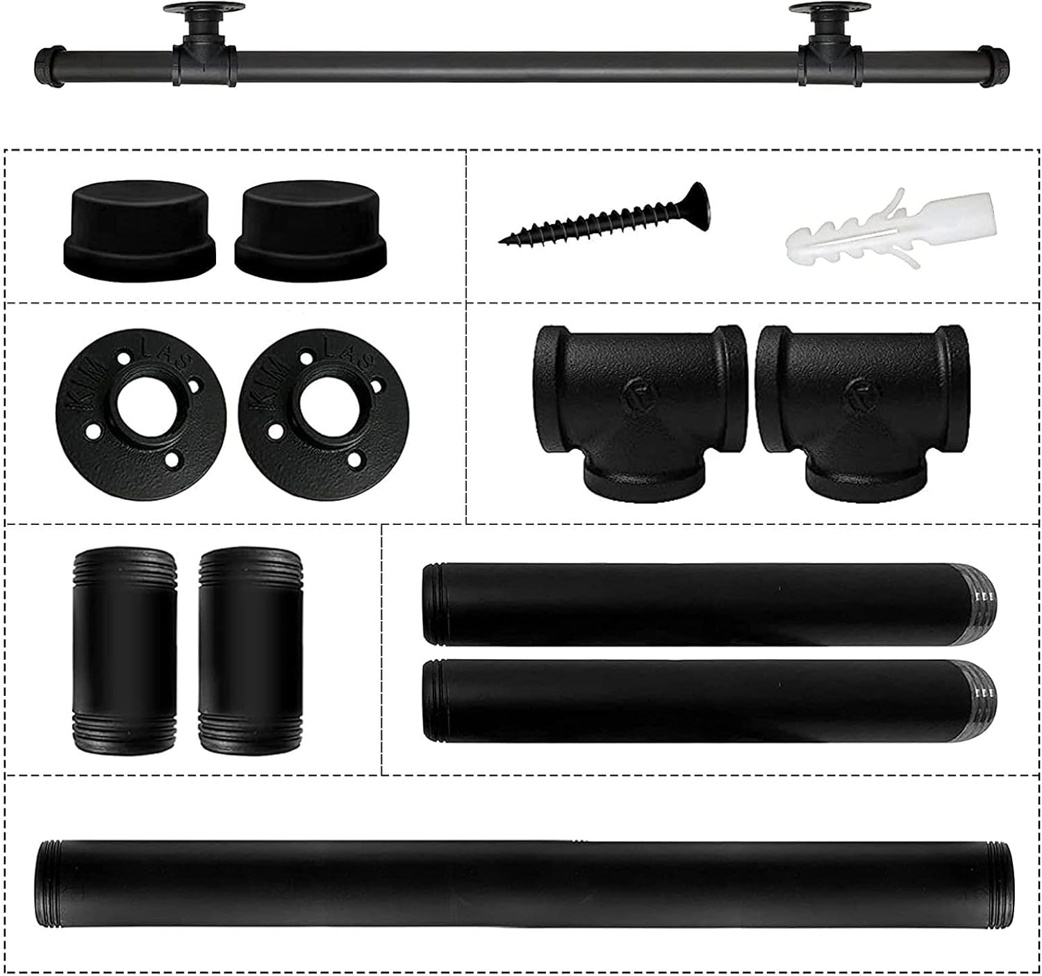 壁取り付け手すり、屋内階段手すり 屋内階段用壁手すり3.3フィート-5.2フィート、アイアンブラック工業用パイプ金属手すり階段手すり