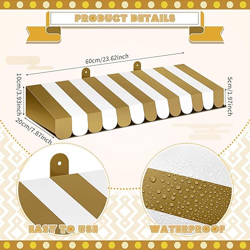 Miniatura 8 de Boao Paquete de 4 toldos de circo para decoración de toldo de cartón con rayas 3D, decoración de pared de carnaval, Mardi Gras, regalos de fiesta de