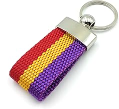 franartPiel Republican Flag Keyring with Stainless Steel Ring, Fabric Keyring with Flag of the Second Spanish Republic