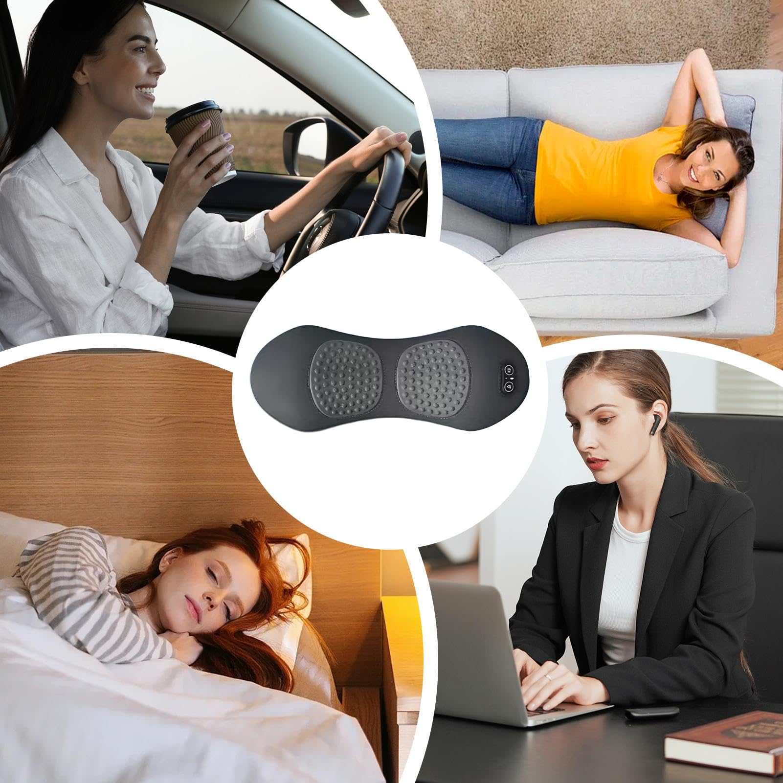 Cuscino Massaggiante Lombare Schiuma Memoria Temperatura Regolabile | Supporto Lombare Riscaldato Per Auto per Comodità Relax in Casa Ufficio Auto Divano e Lavoro Seduti A Lungo