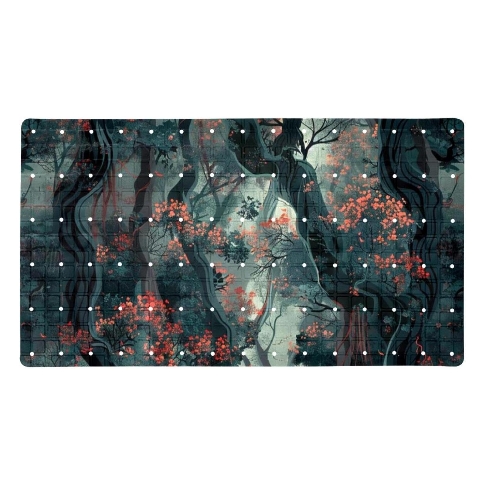 Alfombrilla de baño de secado rápido y alta adherencia con diseño elegante Red Forest
