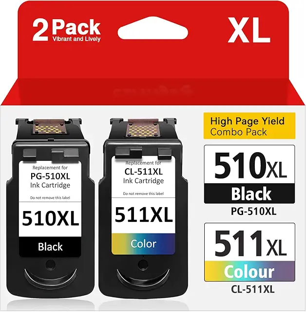 Cartouche encre Canon 510XL 511XL remanufacturée - Lot 2 (Noir+Couleur)