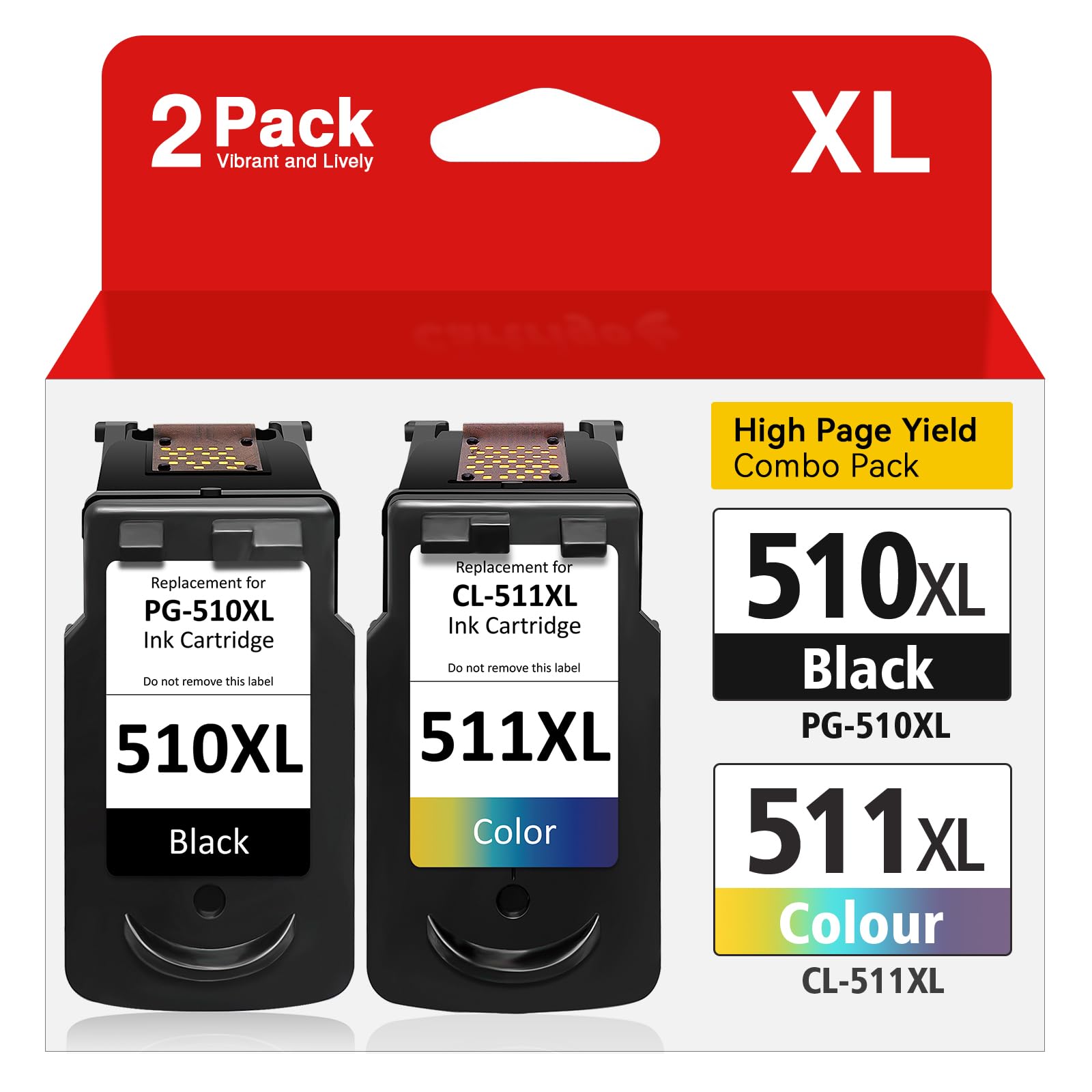 Cartucce d'inchiostro 510 e 511 Rigenerate per Canon 510 511, 510XL 511XL per Canon Pixma MP495 MP280 MP480 MP490 iP2700 MX410 - Compatibile con stampanti Canon 510XL 511XL