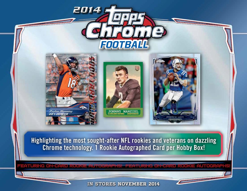Topps 2014 Chrome Football Hobby Box - Collectible Card Box with Autograph - 96 Pieces