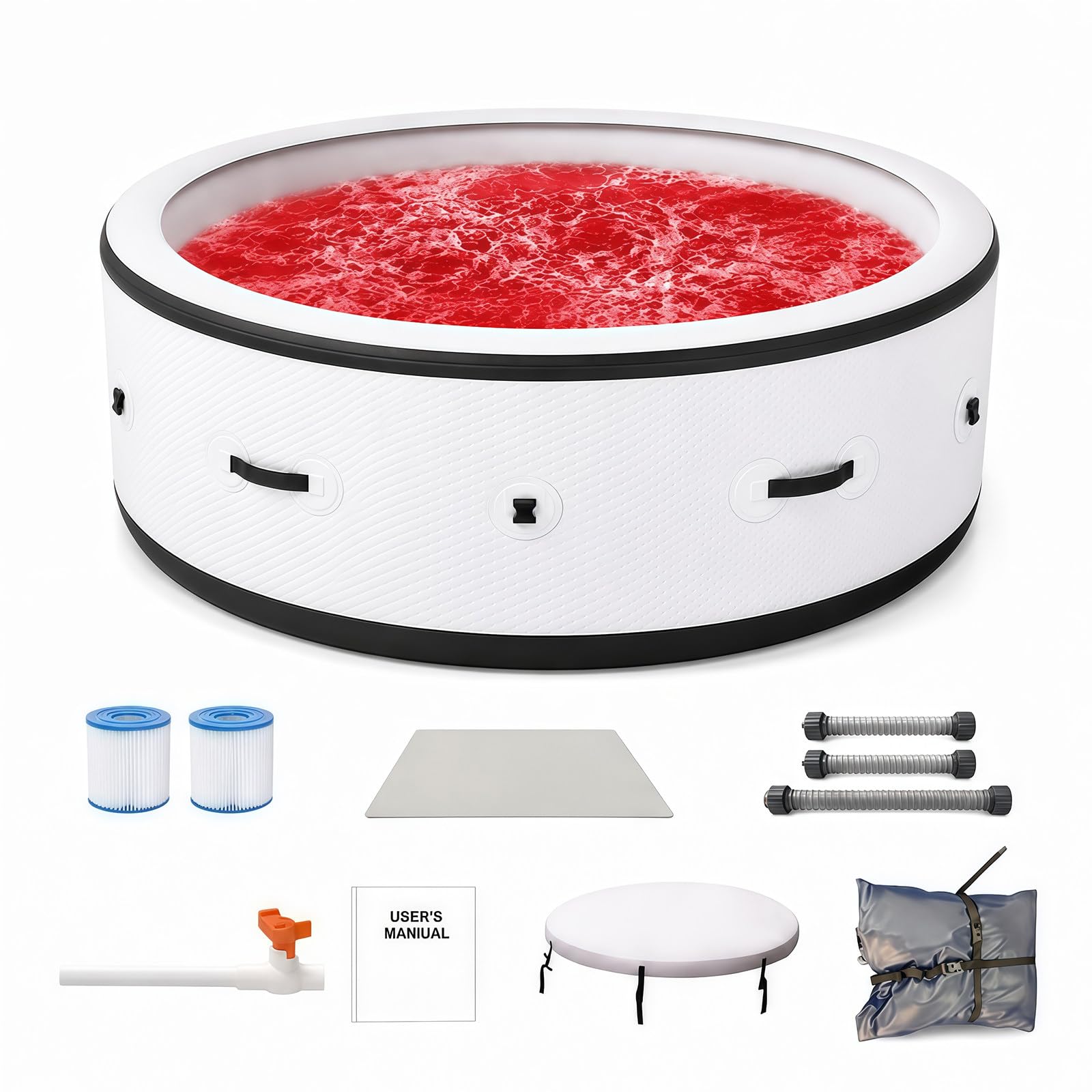 SHUMIAO 81" Portable Inflatable Hot Tub 4-6 Person, Blow Up Spa Hot Tub with 150 Air Bubble Jets & 104°F Fast Heating, 6-Color Changing LED Lights, Heavy-Duty Puncture-Resistant Tub for Outdoor Patio
