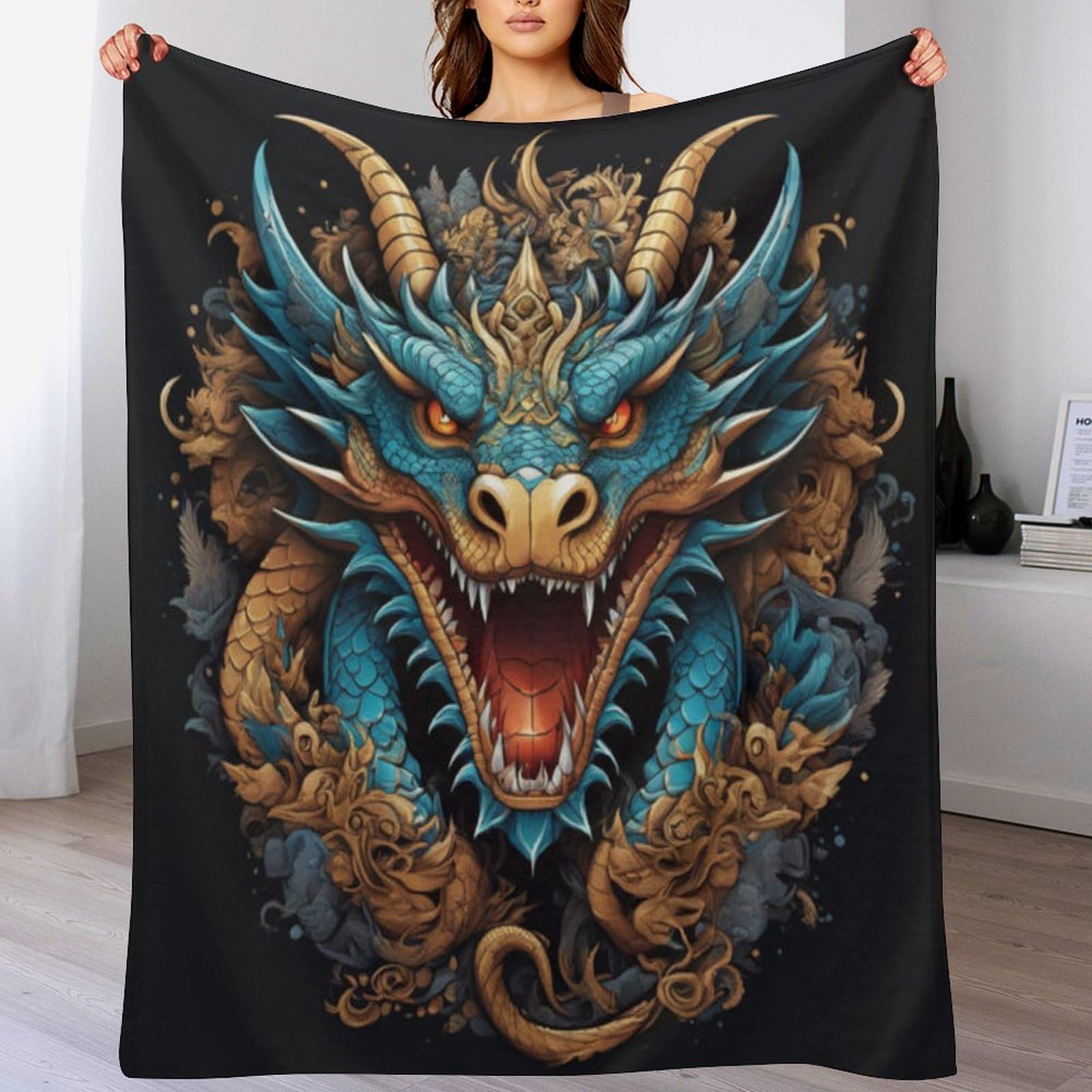 Couverture dragon lavable en machine pour lit propre et chaud