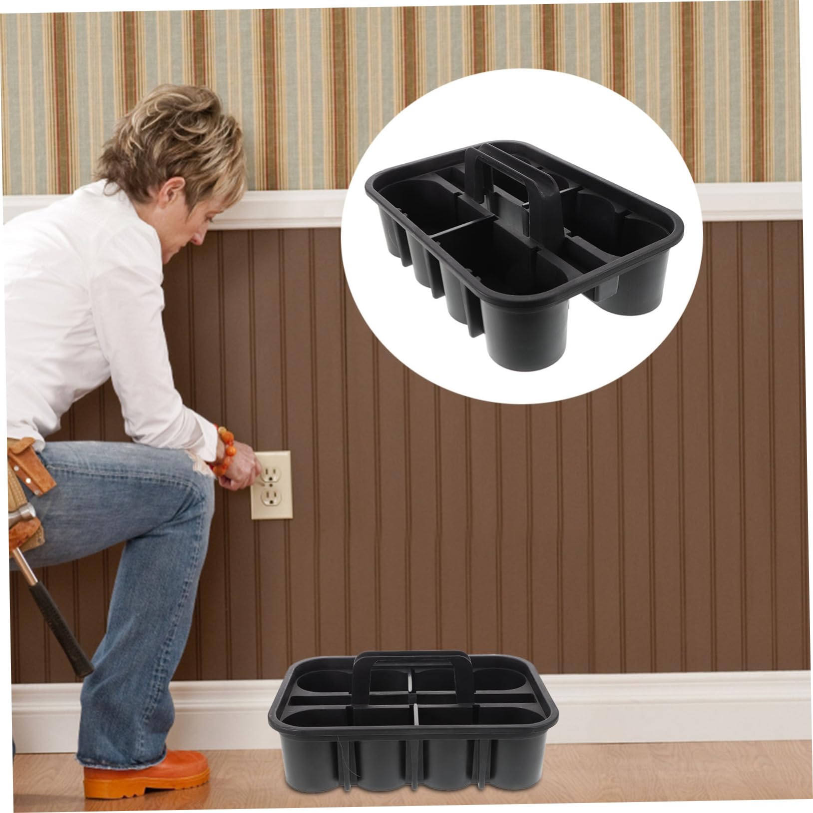 Cesta de Limpieza con Compartimentos Organizador de Herramientas de Limpieza Portátil Cesta de Plástico Resistente con Automóviles