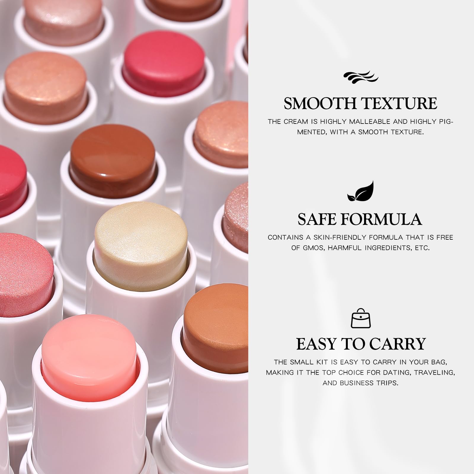 bayfree 3 PCS Makeup Cream Contour Stick Set, Illuminante Viso & Blush & Bronzer Stick, Effetto Naturale Opaco o Lucido, Lunga Durata, Multiuso per Ogni Tipo di Pelle