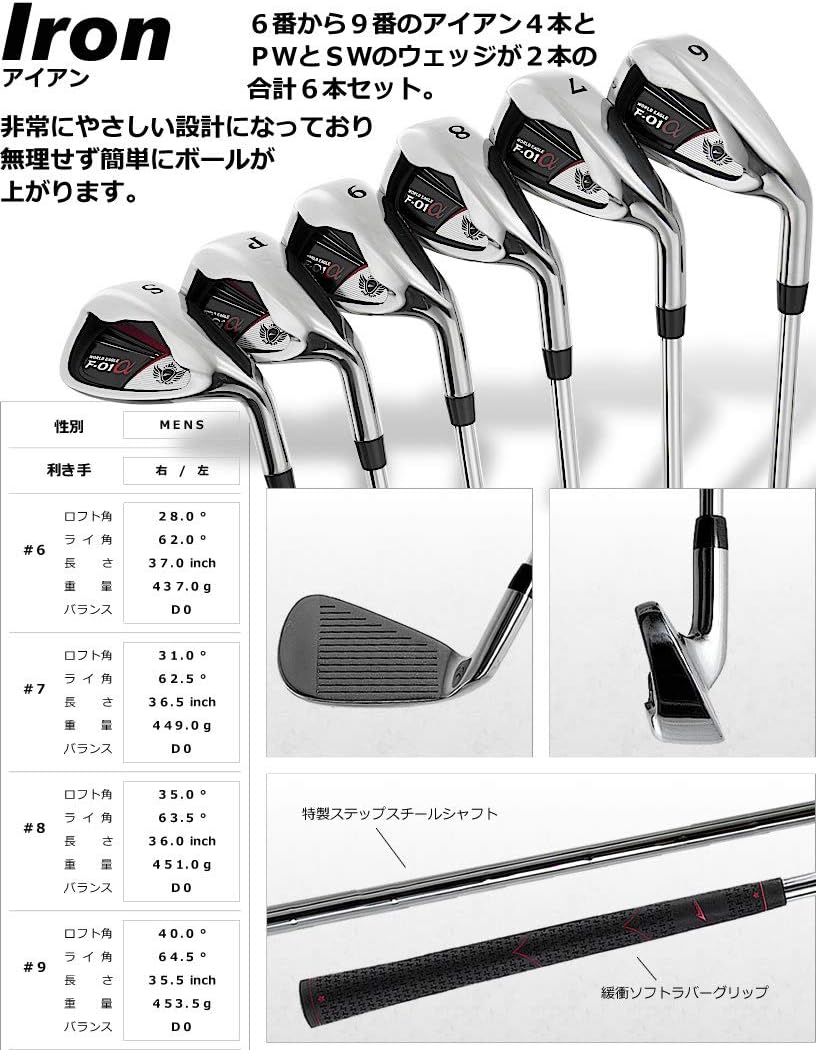 WORLD EAGLE F-01α クラブセット 右利き用 バッグ:CBX 初心者