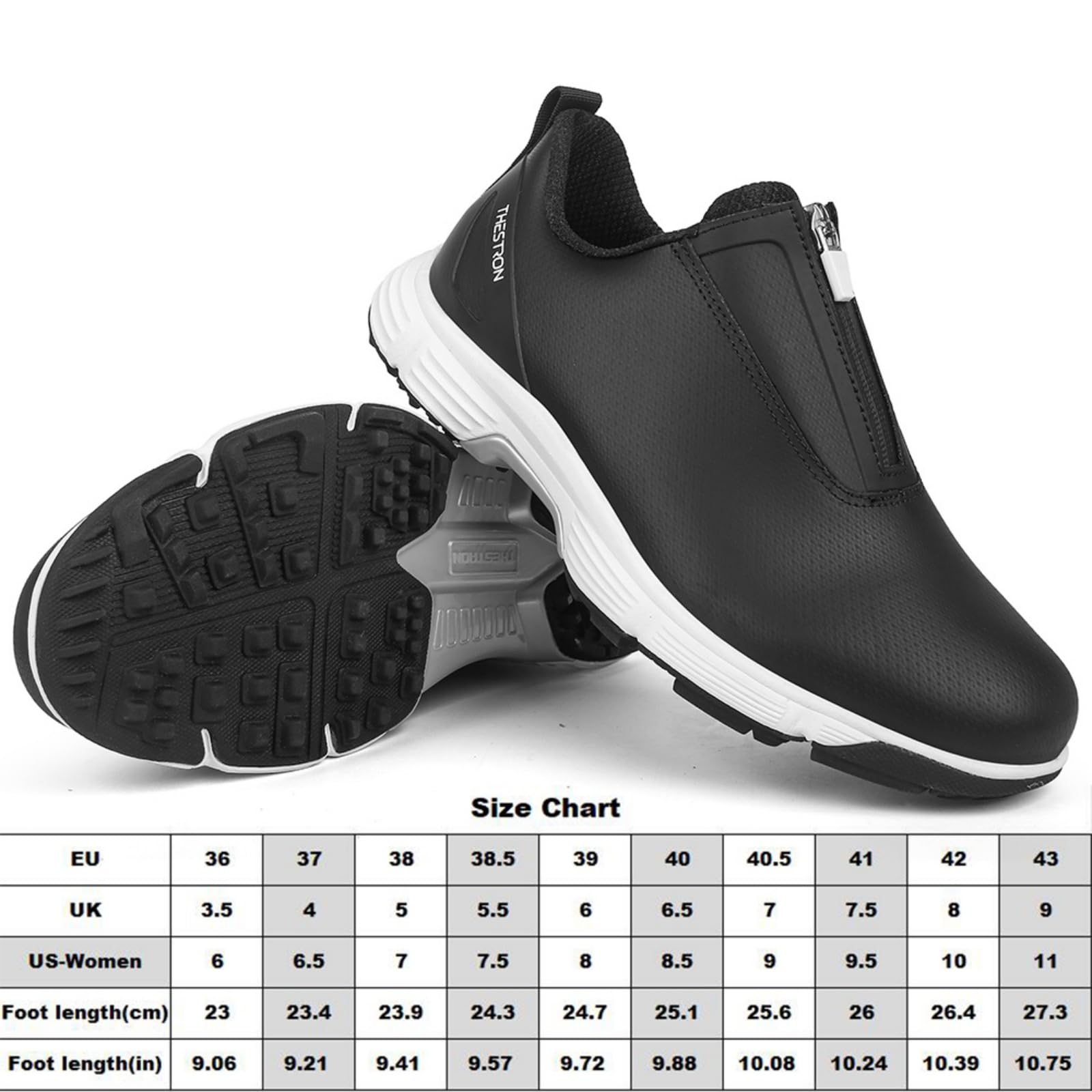 Scarpe Golf Donna Sneakers da Golf Professionali Impermeabili Senza Tacchetti Modello Slip-On con Cerniera Calzature da Passeggio per attività All'aperto
