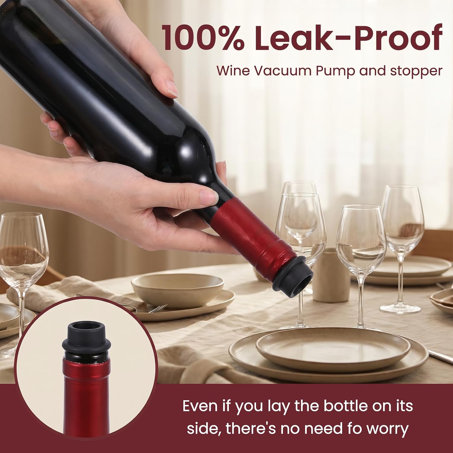 48 Pack Wine Stoppers Vacuum, Food Grade Silicone Wine Saver