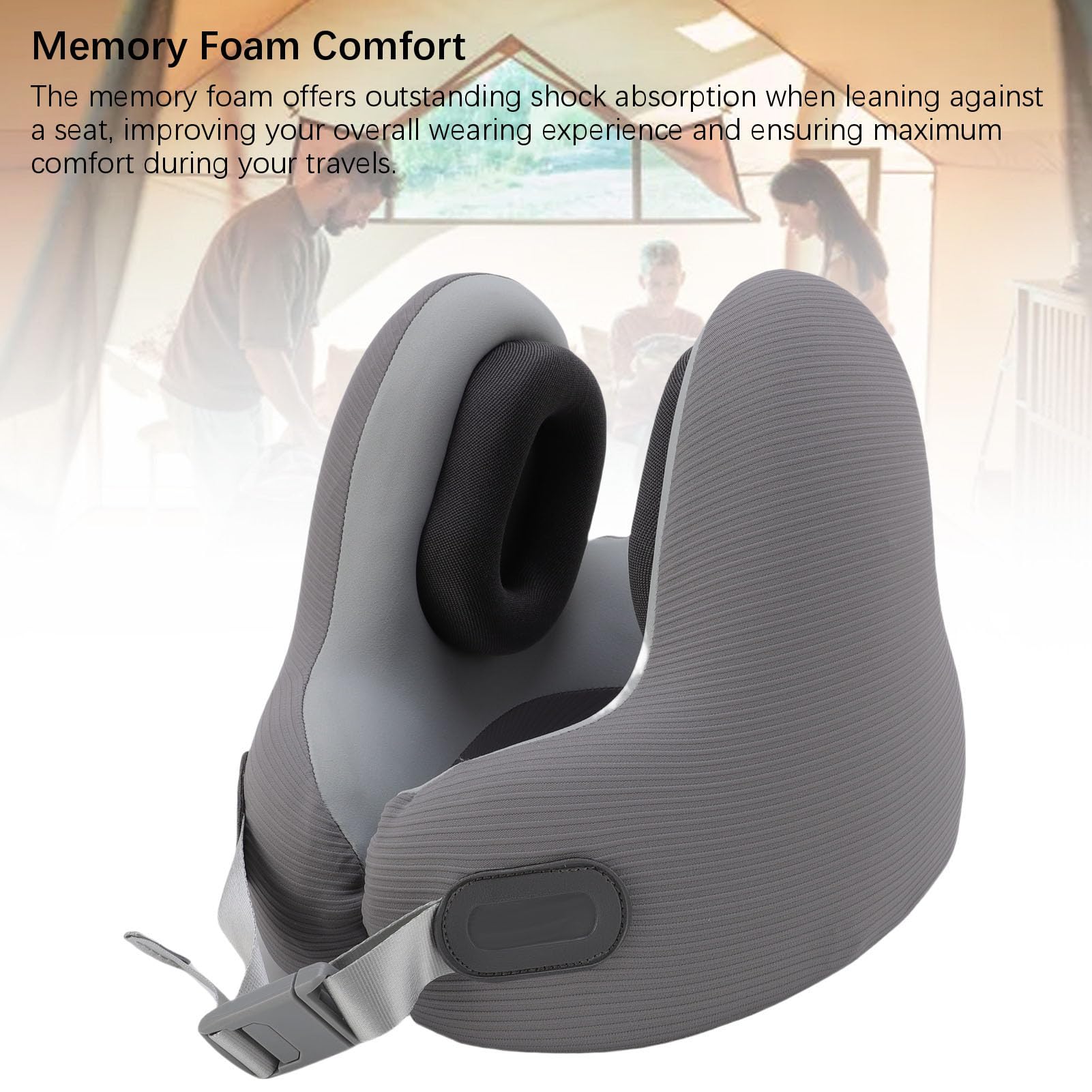 Almohada de Viaje para el Cuello con Auriculares Bluetooth, Diseño Ergonómico, Almohada de Música para Viajes, Semicircular para el Cuello con Música Bluetooth con Orejeras Reductoras de
