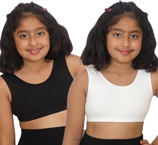 Suno Chanda Girls Plain Cotton Sports Bra Combo Pack for Kids, Teen & Preteen, Ages 8–18 | Soft, Non-Padded, Full Coverage... Price In India