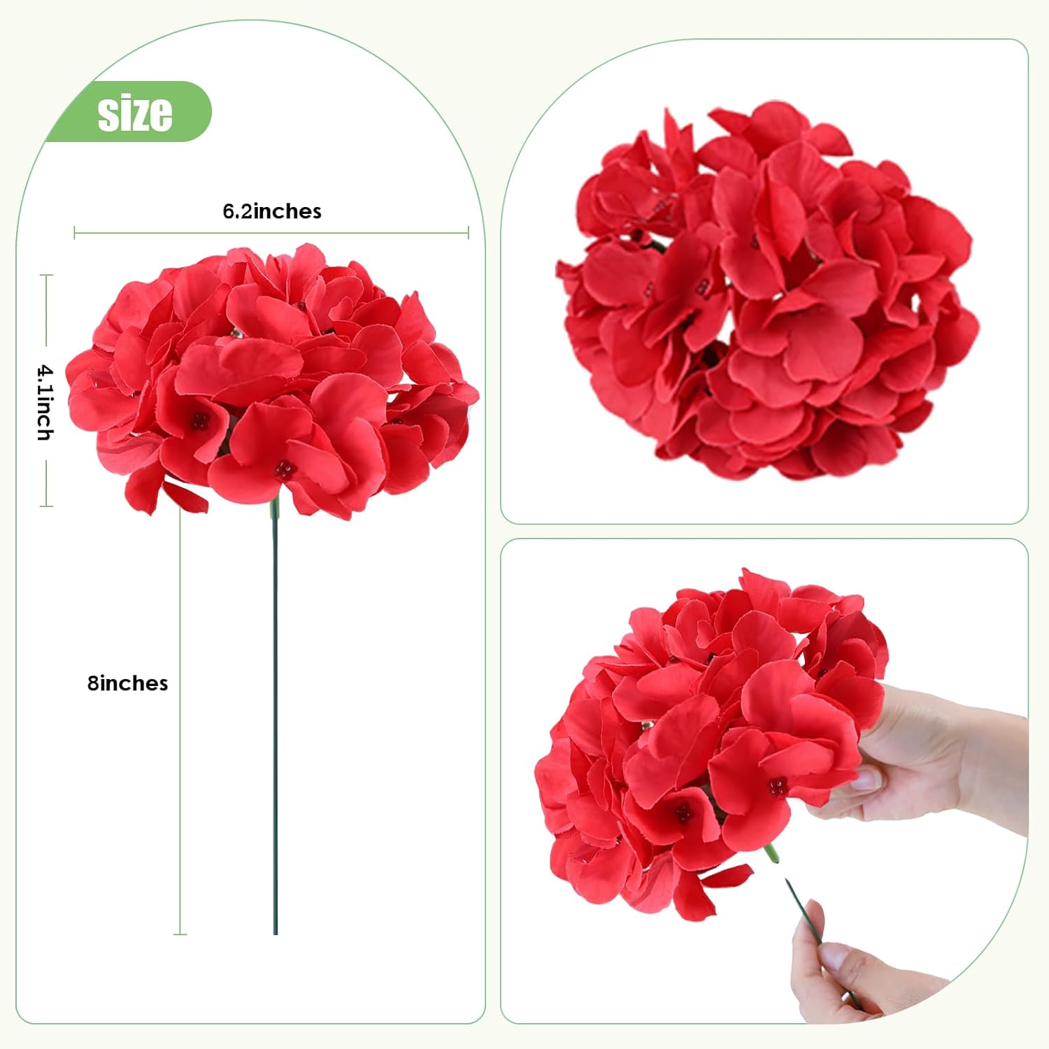 AVIVIHO Fake Flowers 65pcs Red Hydrangea Artificial Flowers Bulk (Not Squished, No Steaming Need) Silk Flowers with Stems for Wedding Decor,Home,Baby Shower,Table Centerpieces Decoration - Image 4