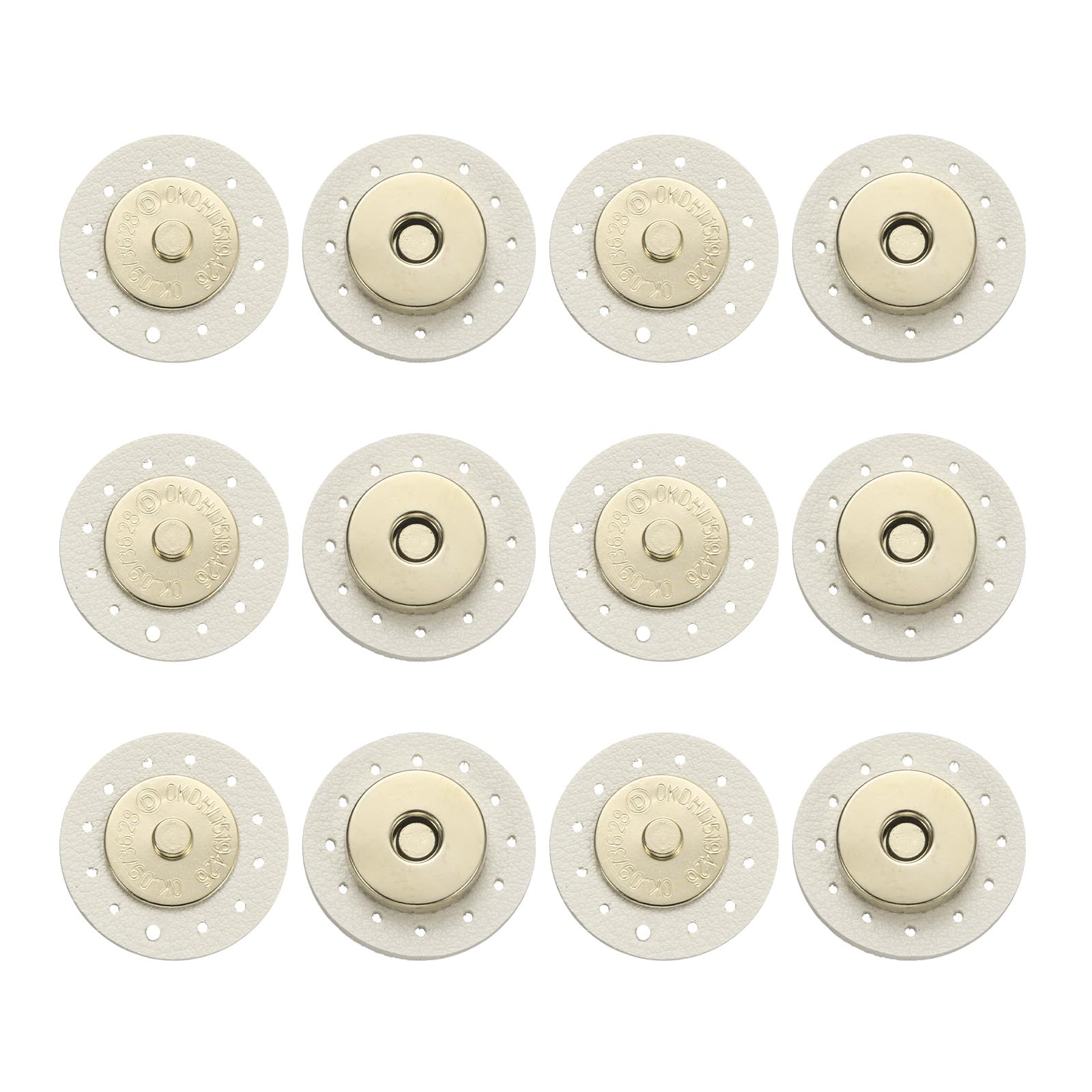 sourcing map 6 Pcs Leather Snaps Buttons, Magnetic Purse Snap Clasps Bag Fastener Clasp for DIY Bags Clothes Accessories Hand Sewing, White (Round)