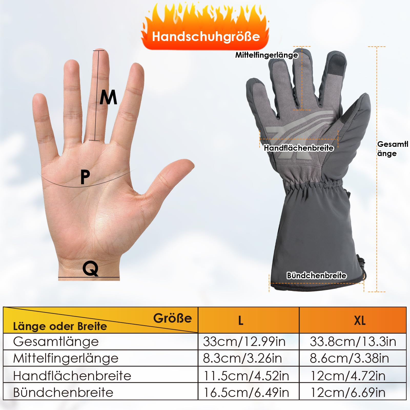 Minthouz Beheizbare Handschuhe für Herren Damen, Akku Beheizte Handschuhe, 3 Heizstufen Heated Gloves mit Wetterfest & Touchscreen Design für Arbeit im Freien,Radfahren, Skifahren