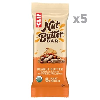 CLIF Nut Butter Bar - Peanut Butter - Energy Snack Bars - Non-GMO - USDA Organic - Plant Based - Low Glycemic - 1.76 oz. (5 Pack) | USDA Organic, 6g Protein, Non-GMO, Plant-Based, No Artificial Flavors, No High Fructose Corn Syrup, Peanut Butter Filled Bars