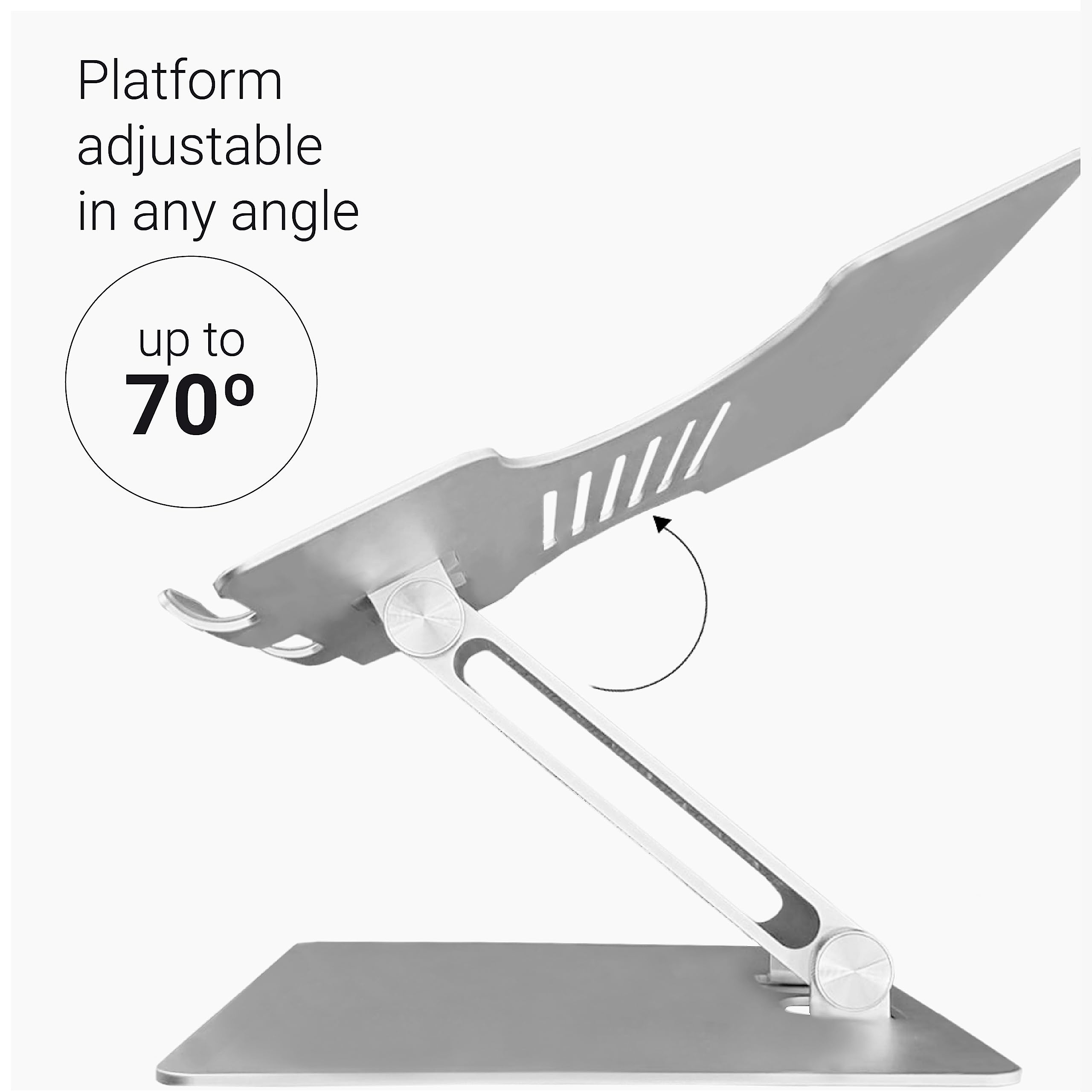 DESQ Supporto per computer portatile, in alluminio, completamente regolabile, piatto, pieghevole, leggero (1035 grammi), ergonomico, per tutti i computer portatili/laptop da 10 a 15,6 pollici