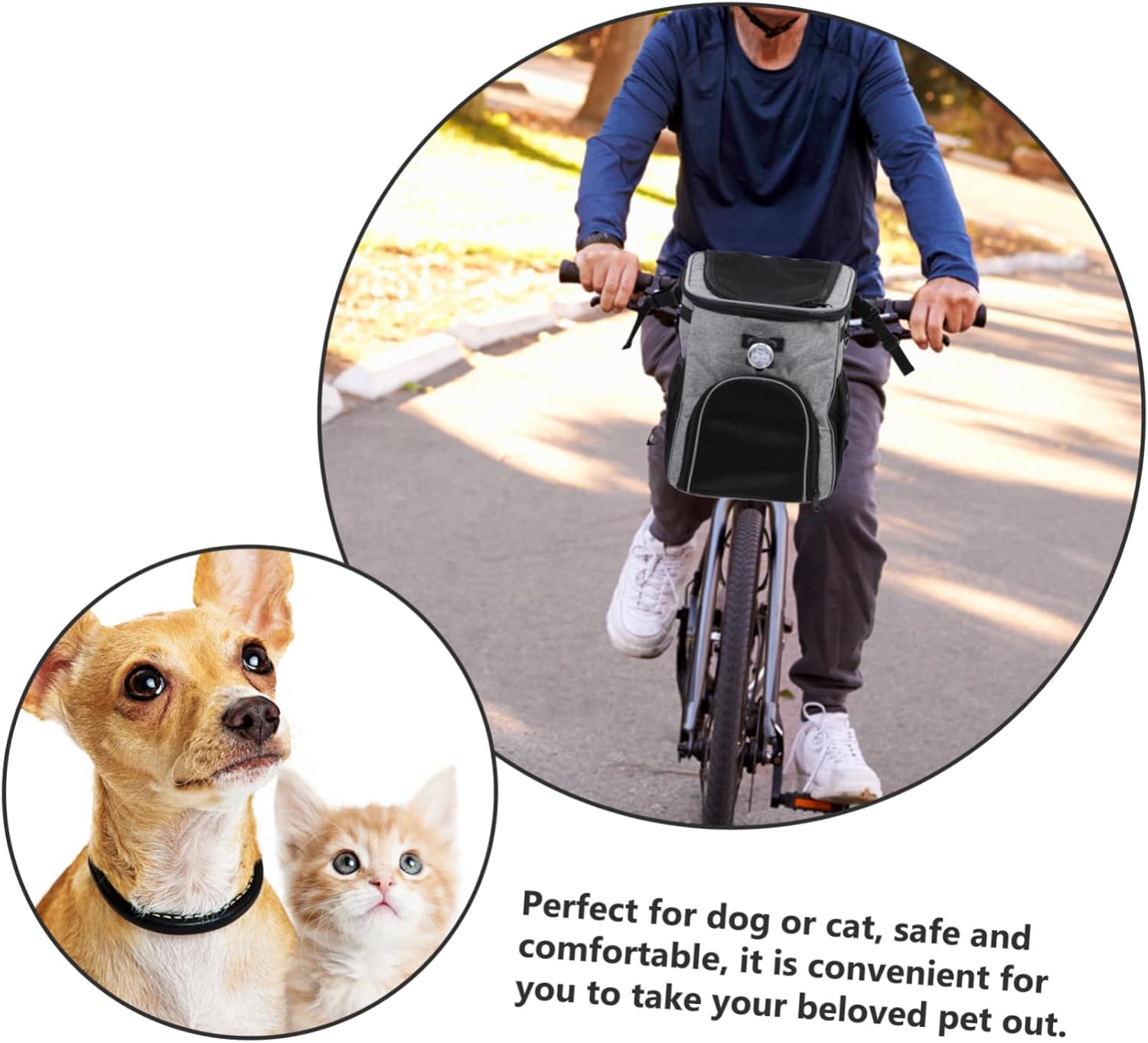 Multi-Functional Pet Bike Bag Durable Breathable Carrier for Kittens Puppies Straps Grey Biking Outdoor Adventures