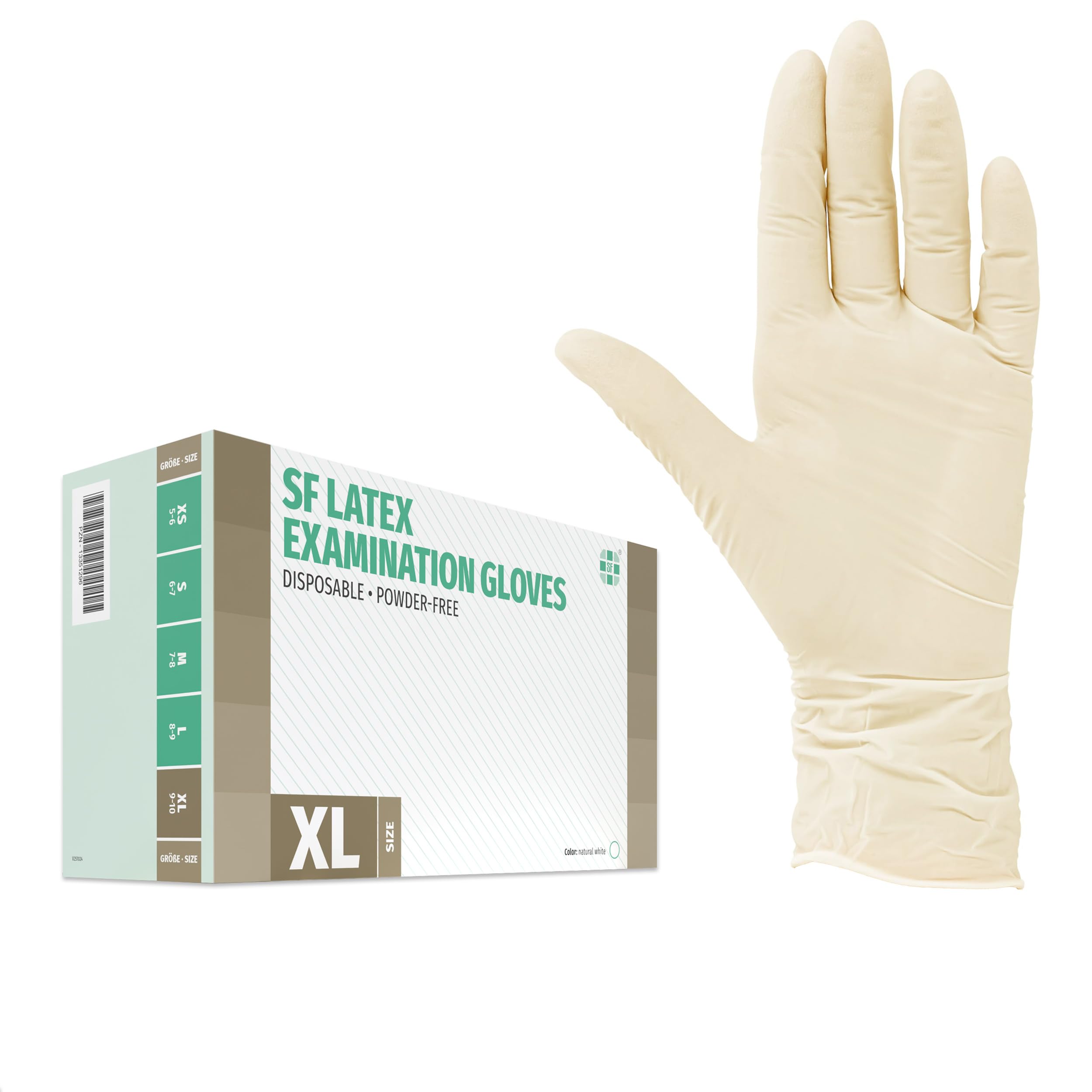 SF Latexhandschuhe XL Weiß — 100 Stück Einweghandschuhe, puderfrei, reißfest : SF Medical Products GmbH Gewerbe, Industrie & Wissenschaft