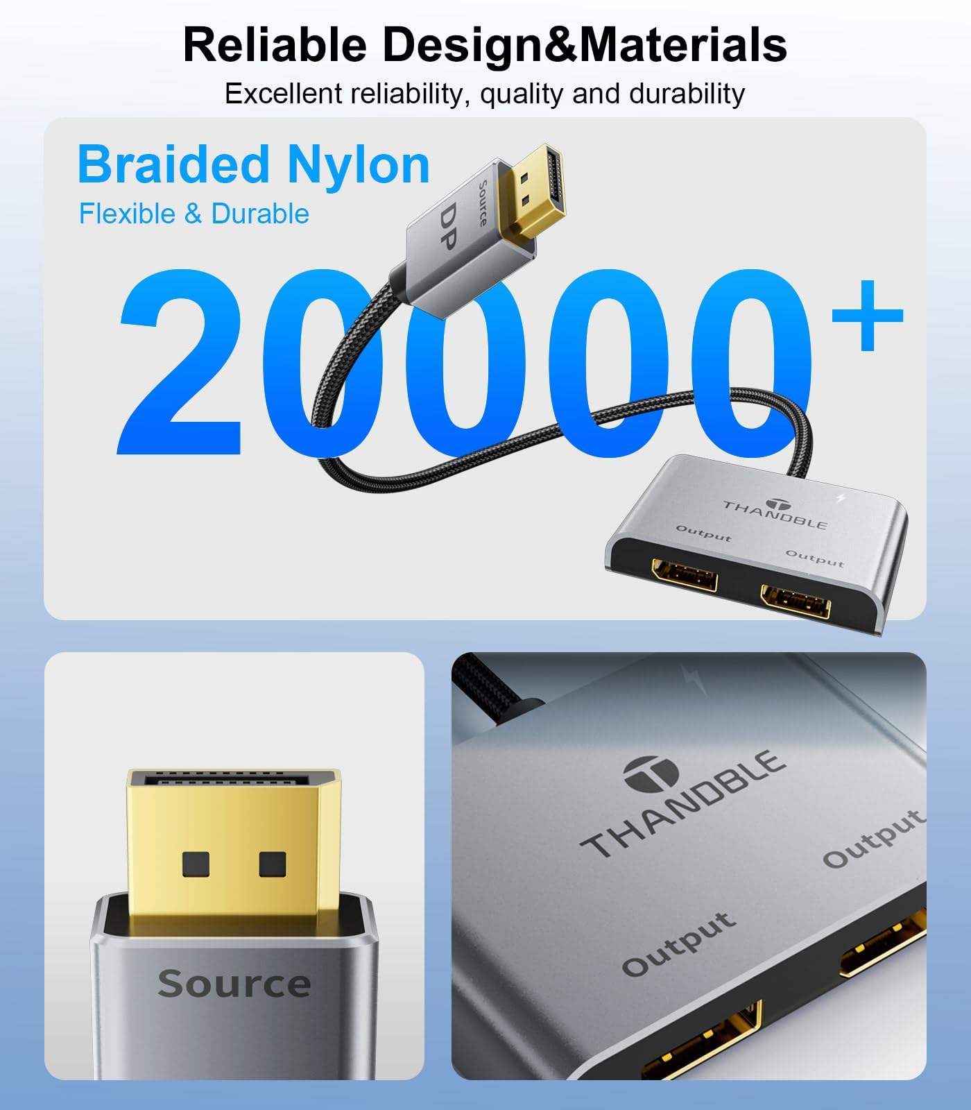 Adaptateur DisplayPort vers double DisplayPort (4K @ 60 Hz) - Port d'affichage 1 entrée et 2 sorties pour écran étendu double écran, adaptateur MST DP vers 2 DP pour PC, carte graphique