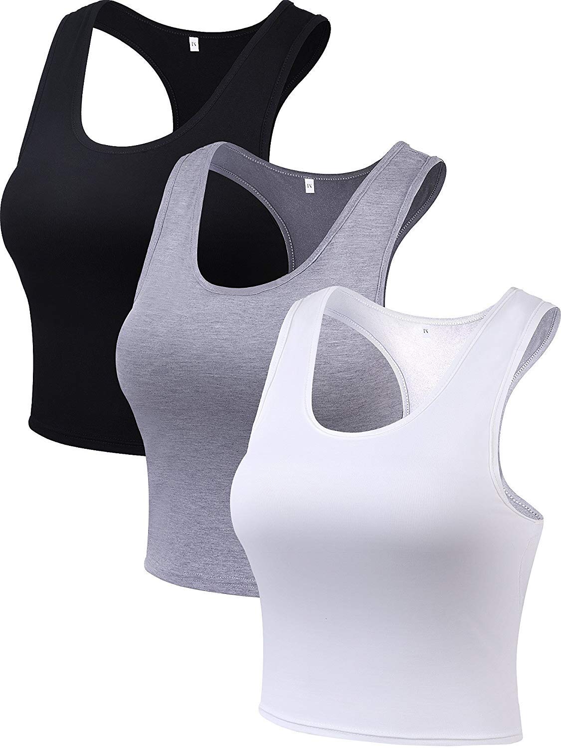 Boao Women's Basic Crop Top Tank, Opaque (Pack of 3)