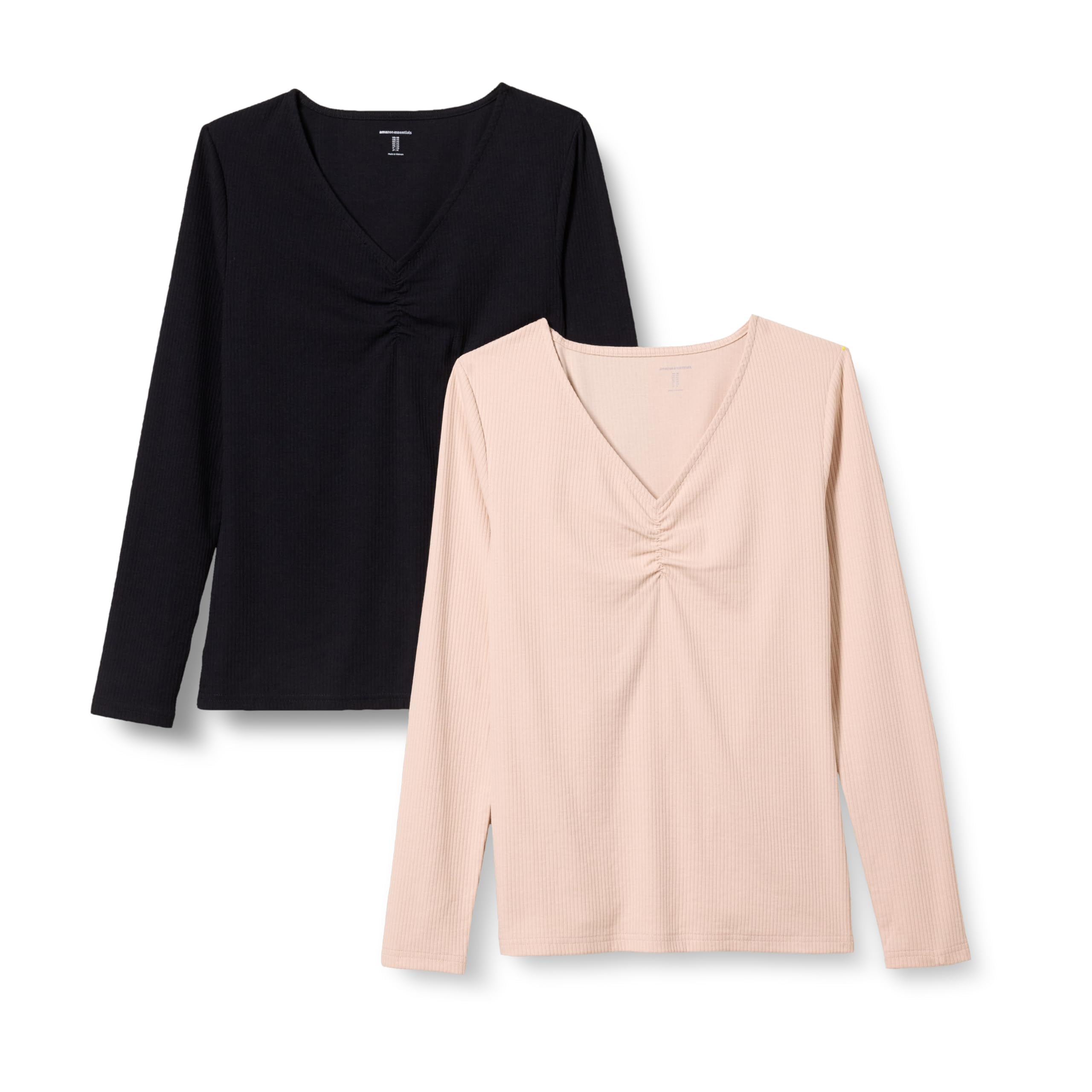

                                                    Amazon Essentials Women's Slim Fit Cinched V-Neck 
