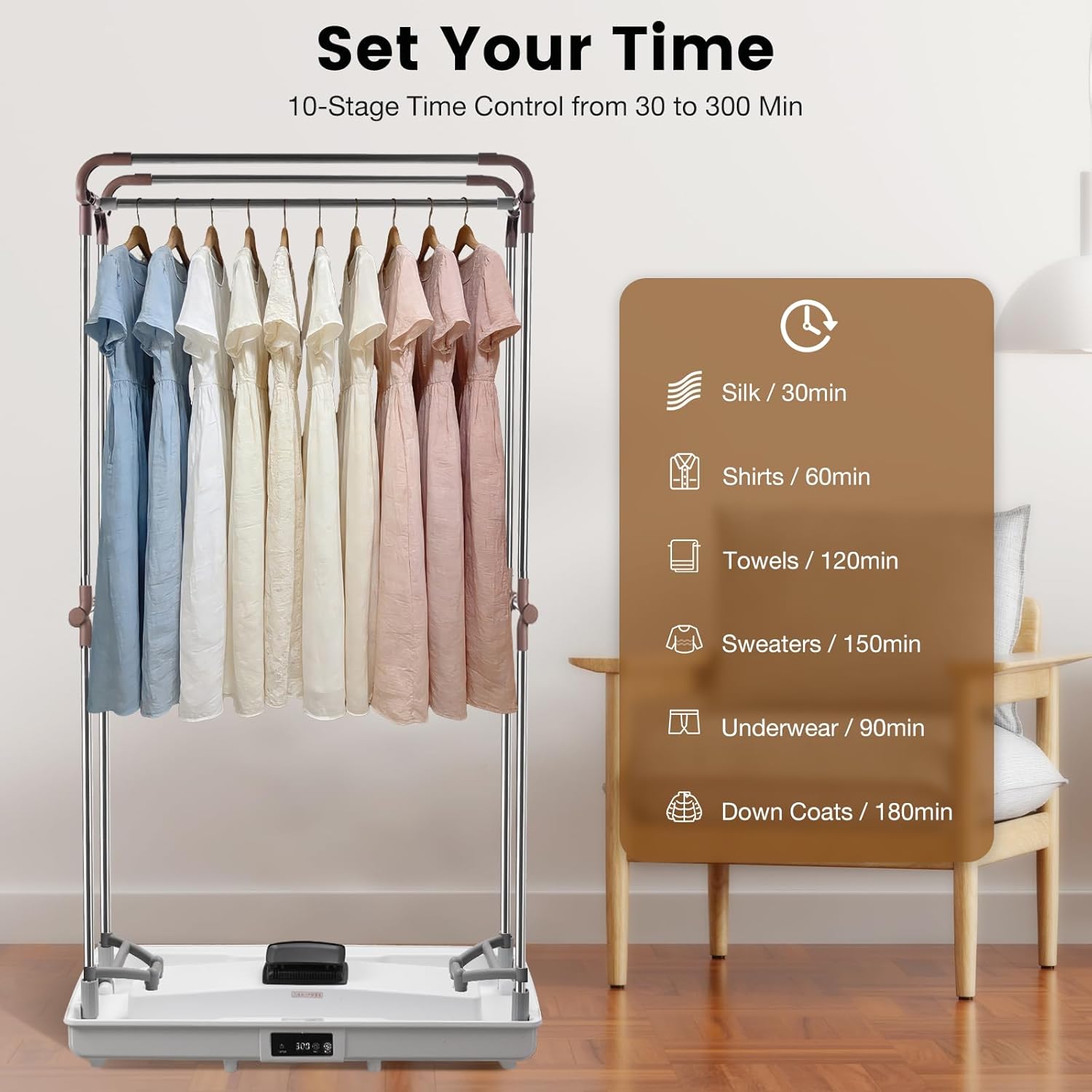 Portable Clothes Dryer Tent, Easy Installation Foldable Compact Electric Dryer Machine, 1200W Quiet Fast Drying with Adjustable Timer, Large Capacity for Apartment, RV, Travel (Gray)