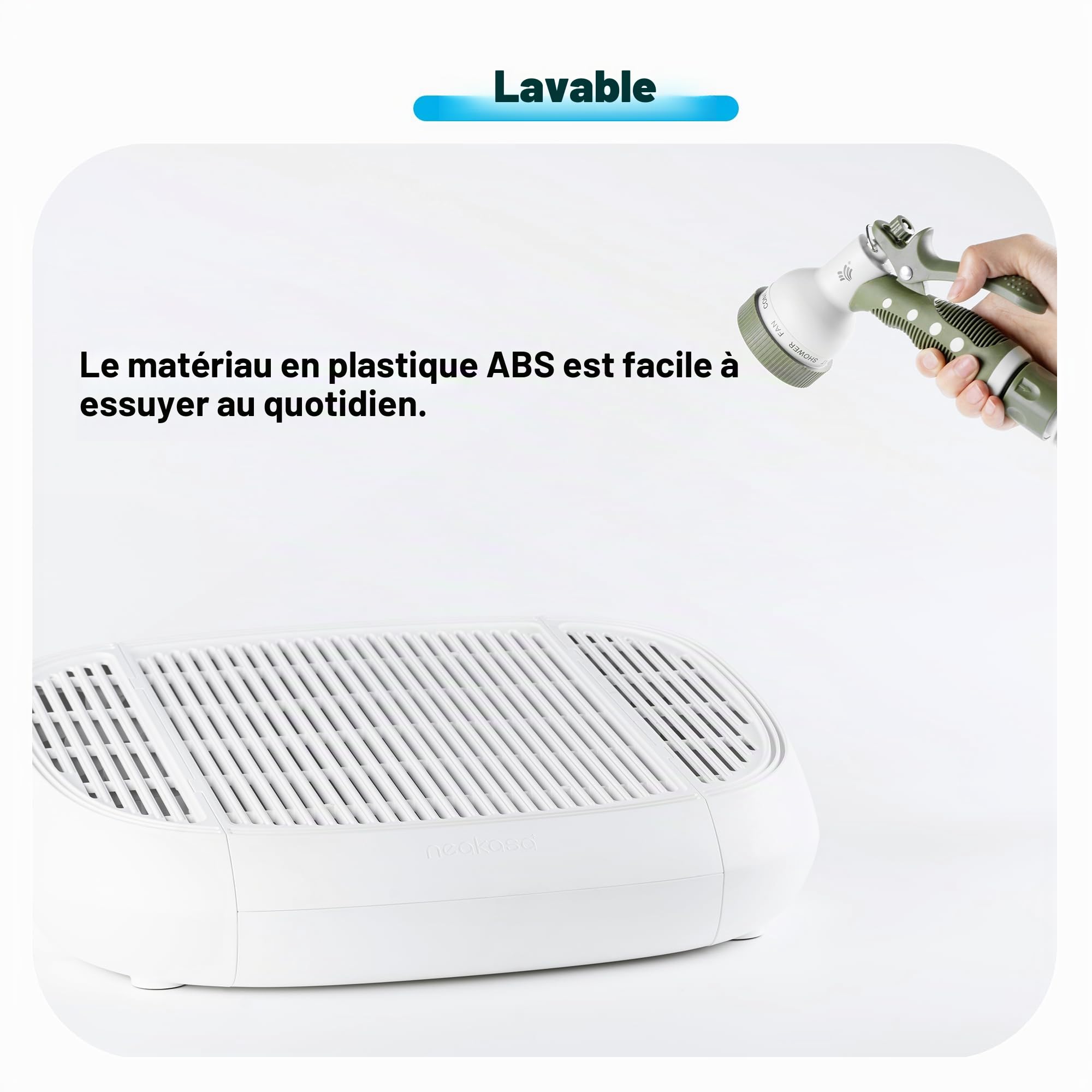 Neakasa Marchepied à pédale pour chat avec fonction de filtration, rampe à litière facile à nettoyer, piège à litière pour chat M1 Ouvert autonettoyant, blanc