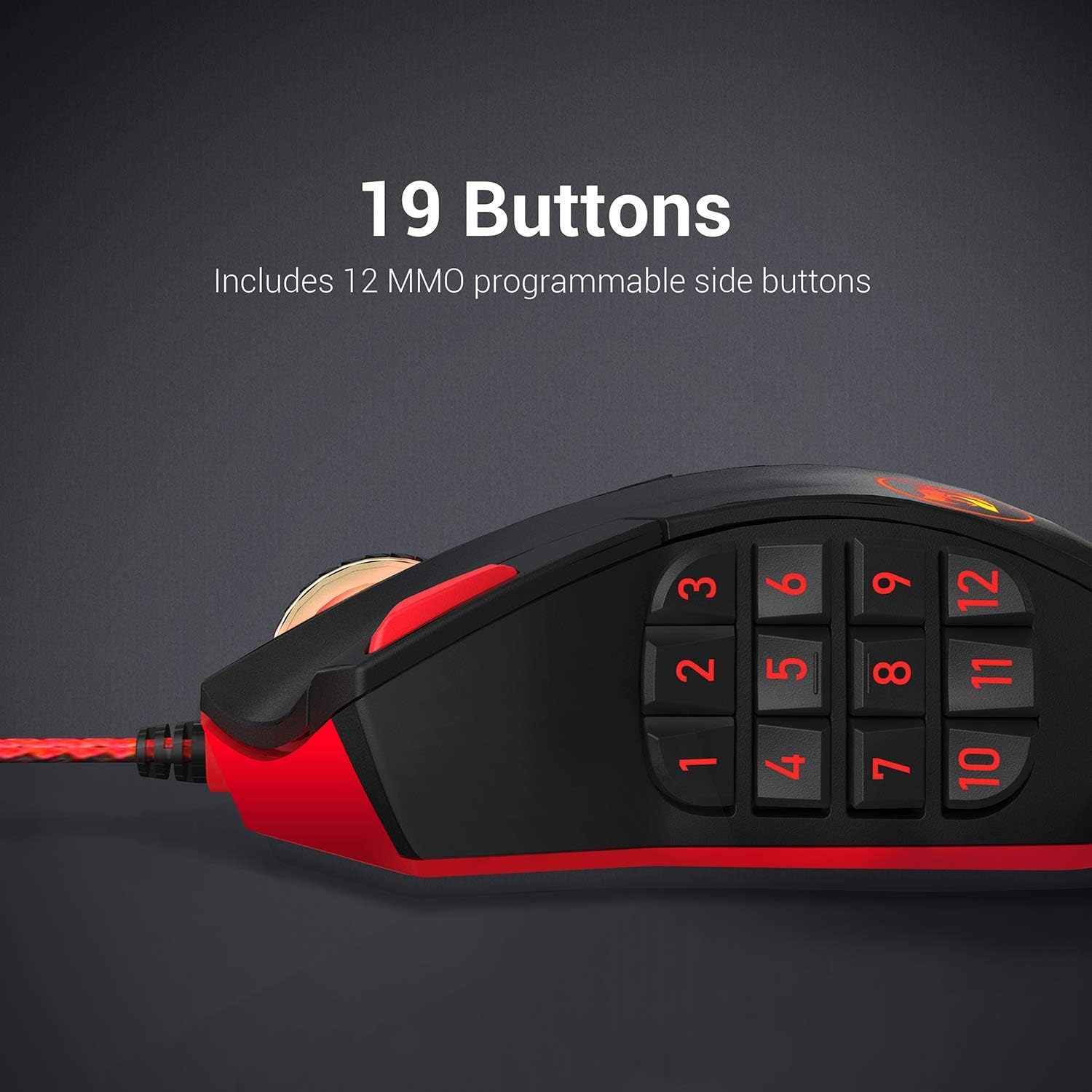 Redragon M901 Wired Gaming Mouse, MMO RGB LED Backlit Computer Mice, 12400 DPI Perdition with 18 Programmable Buttons, Weight Tuning Set for Windows PC Gaming (Black) (Renewed)