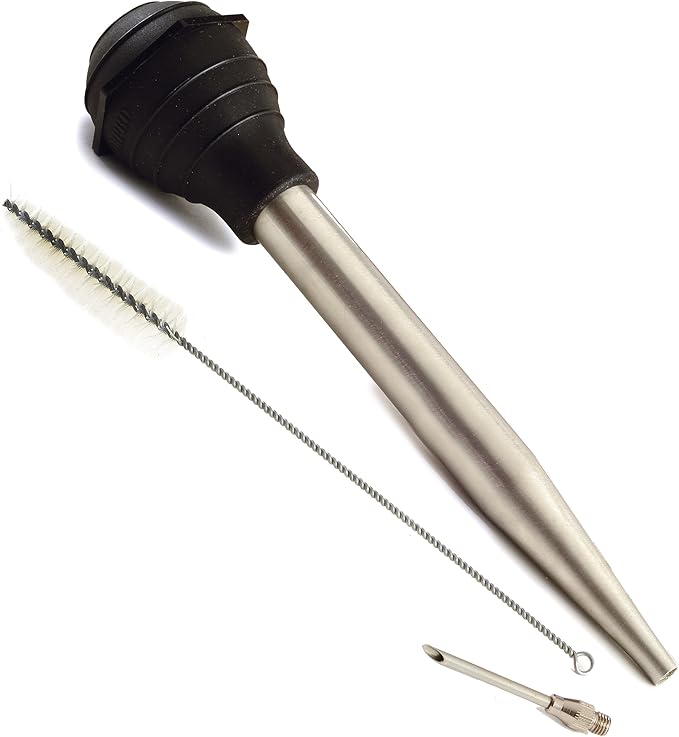 Norpro Deluxe Stainless Steel Baster with Injector and Cleaning Brush 11" x 2" x 2
