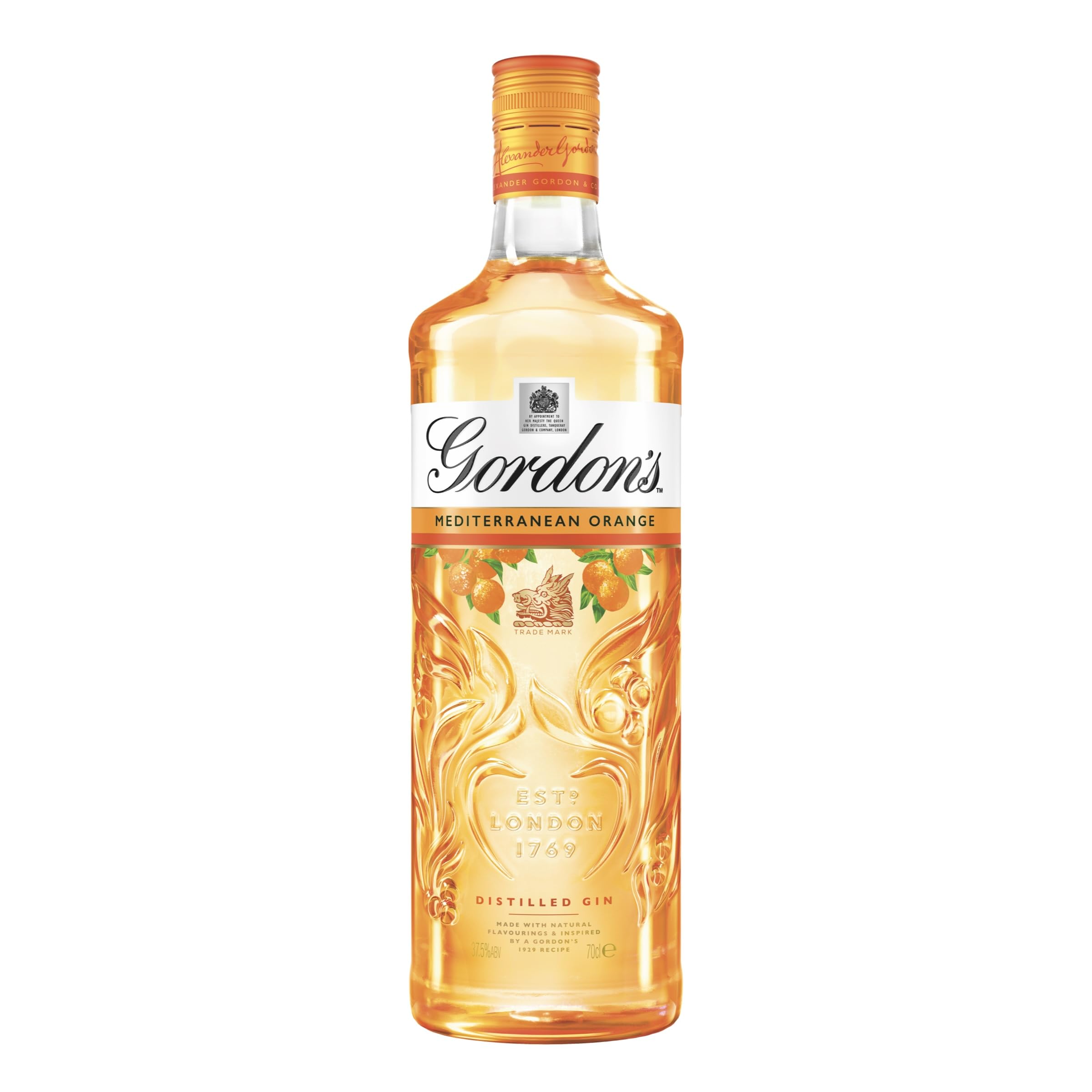 Gordon'sMediterranean Orange | 37.5% vol | 70cl | Distilled Flavoured Gin | Refreshing Zesty Orange Gin | Ideal with Tonic | Pairs the Classic Taste of Gordon's with Oranges