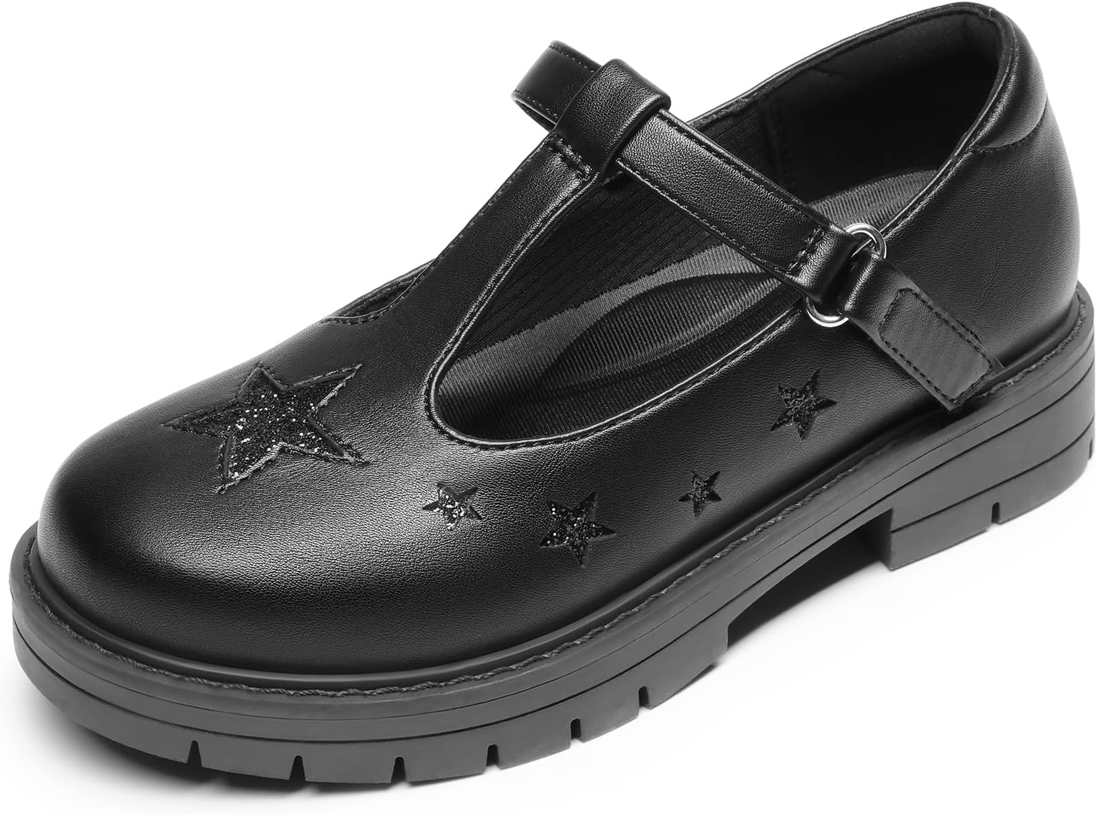 Girls Mary Jane Dress Shoes Chunky Platform School Uniform Shoes T-Strap Oxfords Loafers Star Flats