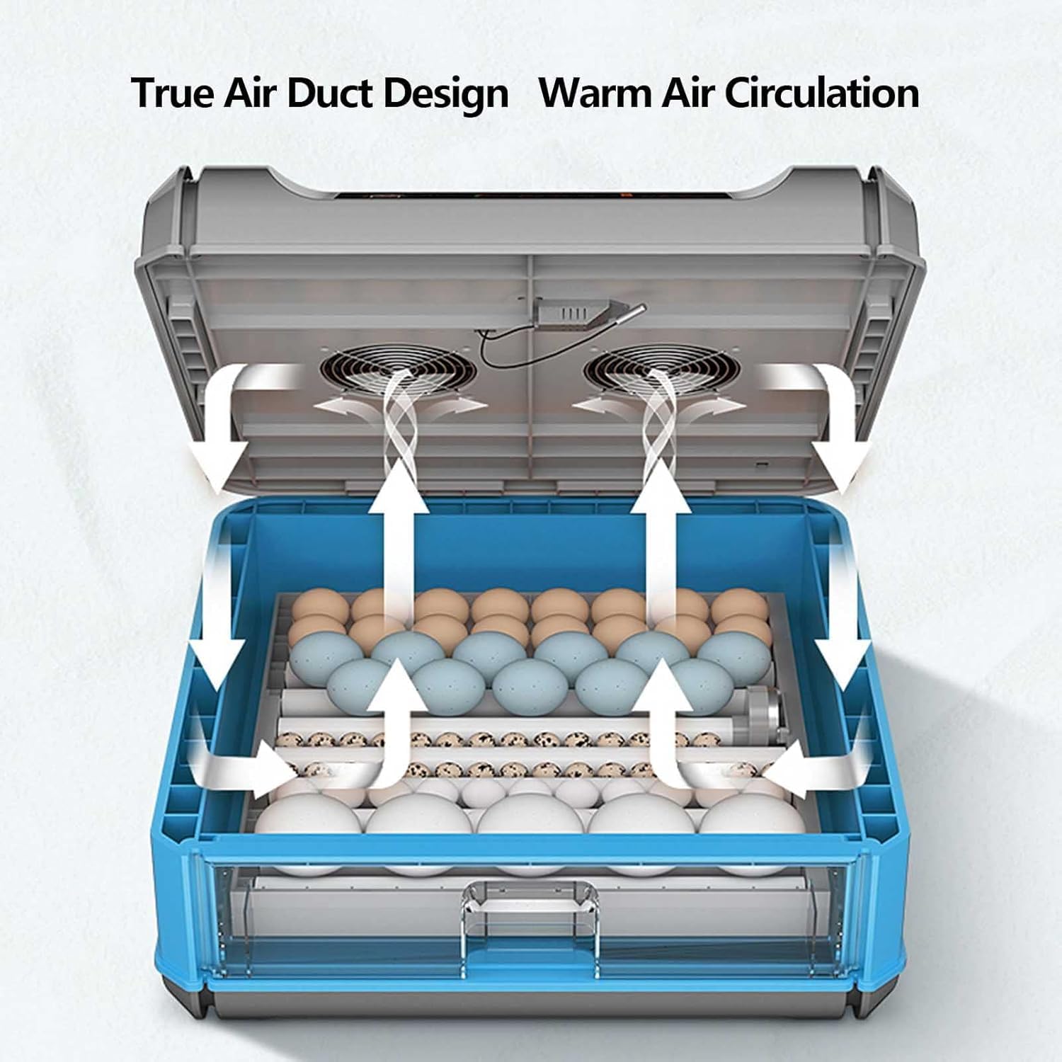 Incubadora automática de huevos con control de temperatura y volteador, capacidad de 448 huevos para incubar pollos, patos y codornices