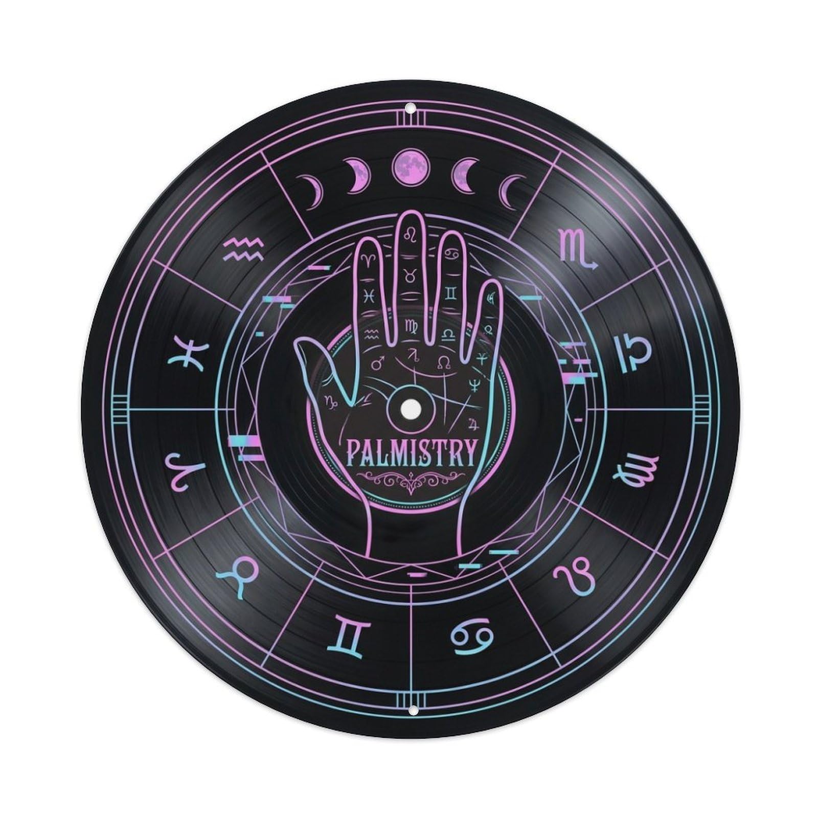 Vaporwave Turntable Groove Palmistry Record Cover Metal Tin Sign