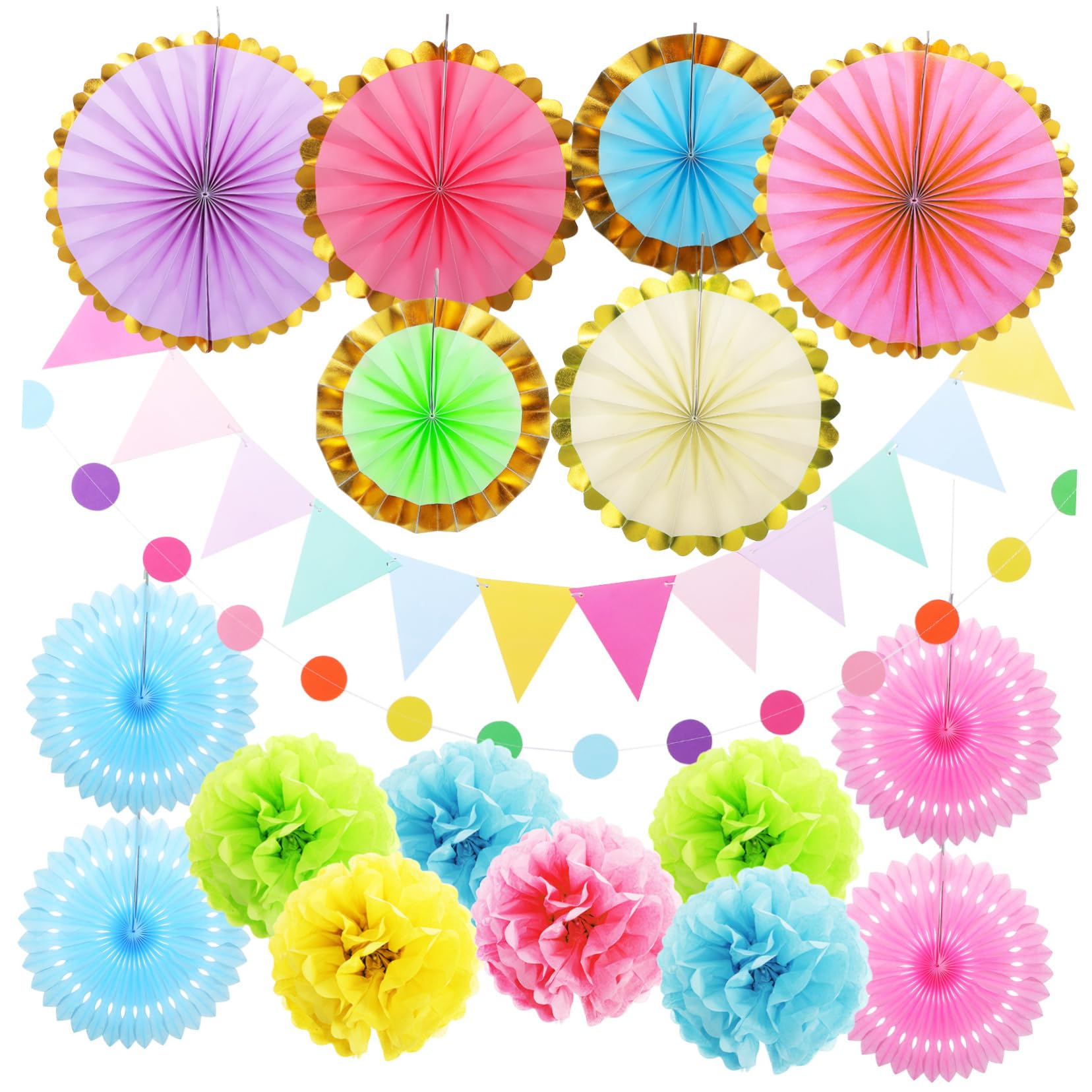 Pastellfarbene Papier Pompons 1 Satz aus Papier für Feiern