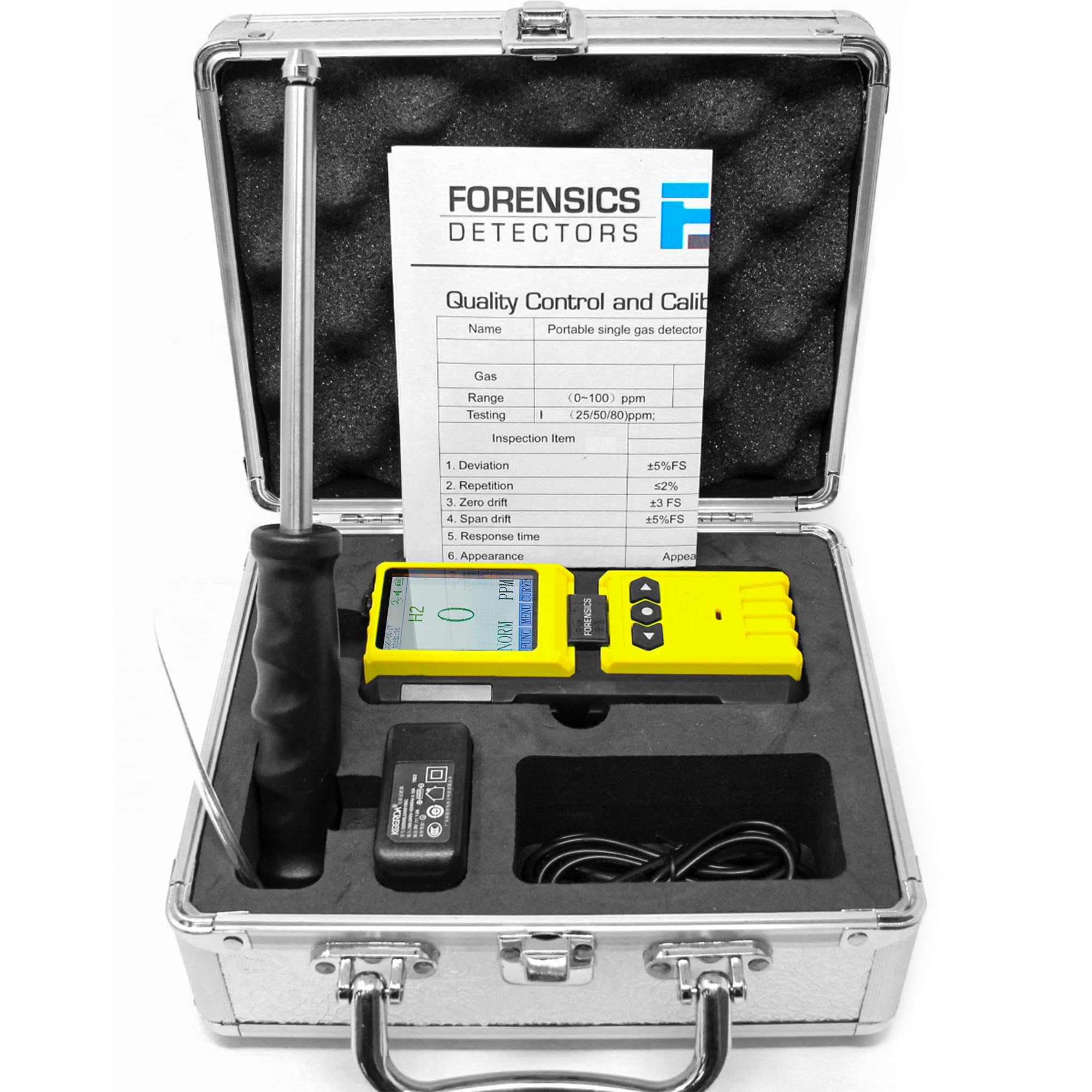 Analizador de Gas Hidrógeno | Certificado de Calibración EU | Rango: 0–1000 ppm | Bomba Integrada y Sonda de 4 Pies
