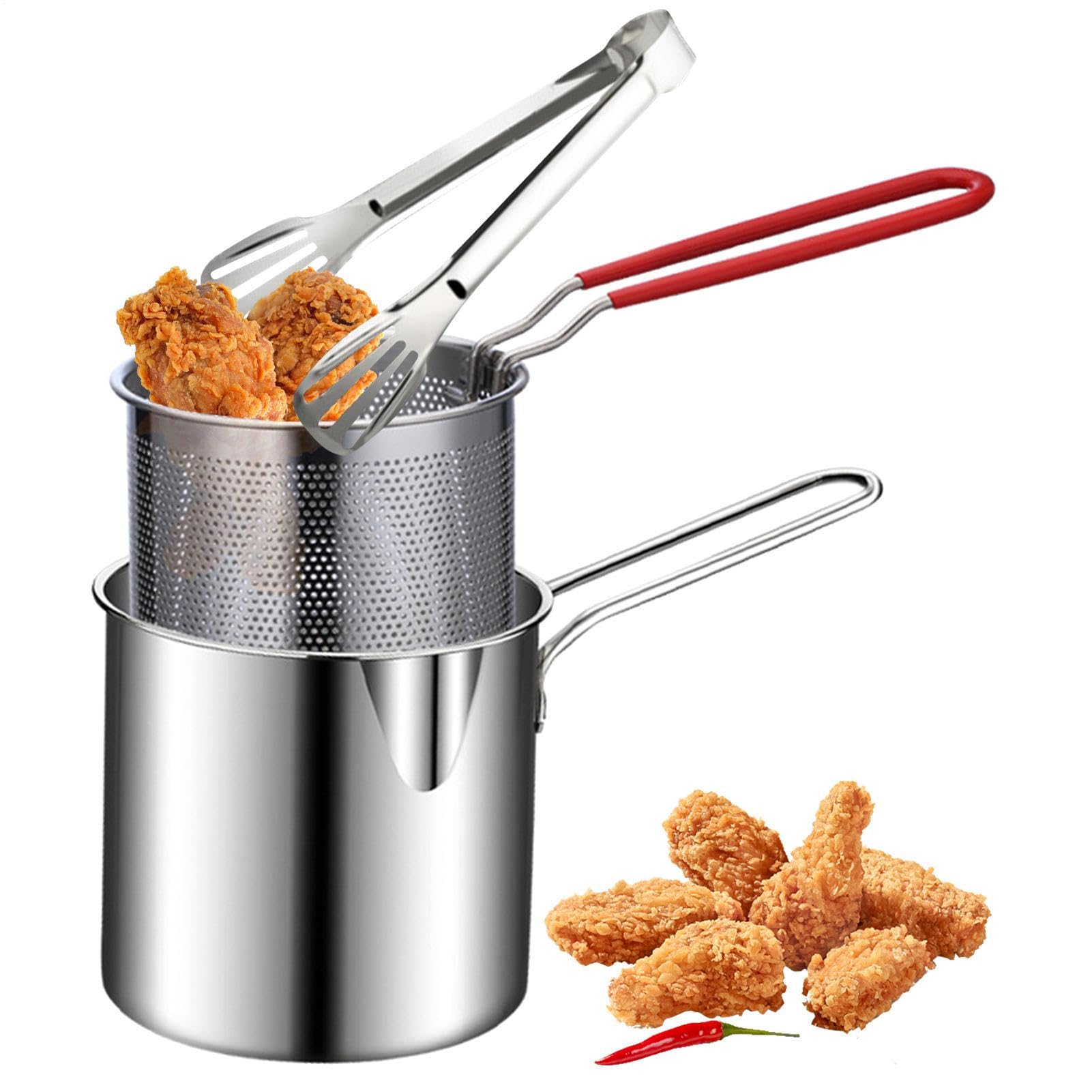 Genérico Piccola Friggitrice A : Barattolo Compatto con Clip A Maglia Filtro, Materiale Resistente alle Alta Temperatura, Ideale per Zampe Di Pollo, Patatine Fritte, Pesce, Cotolette Di Pollo E Snack