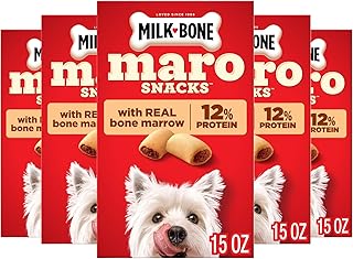 Milk-Bone MaroSnacks Dog Treats, Beef, 15 Ounce (Pack of 6) with Real Bone Marrow and Calcium